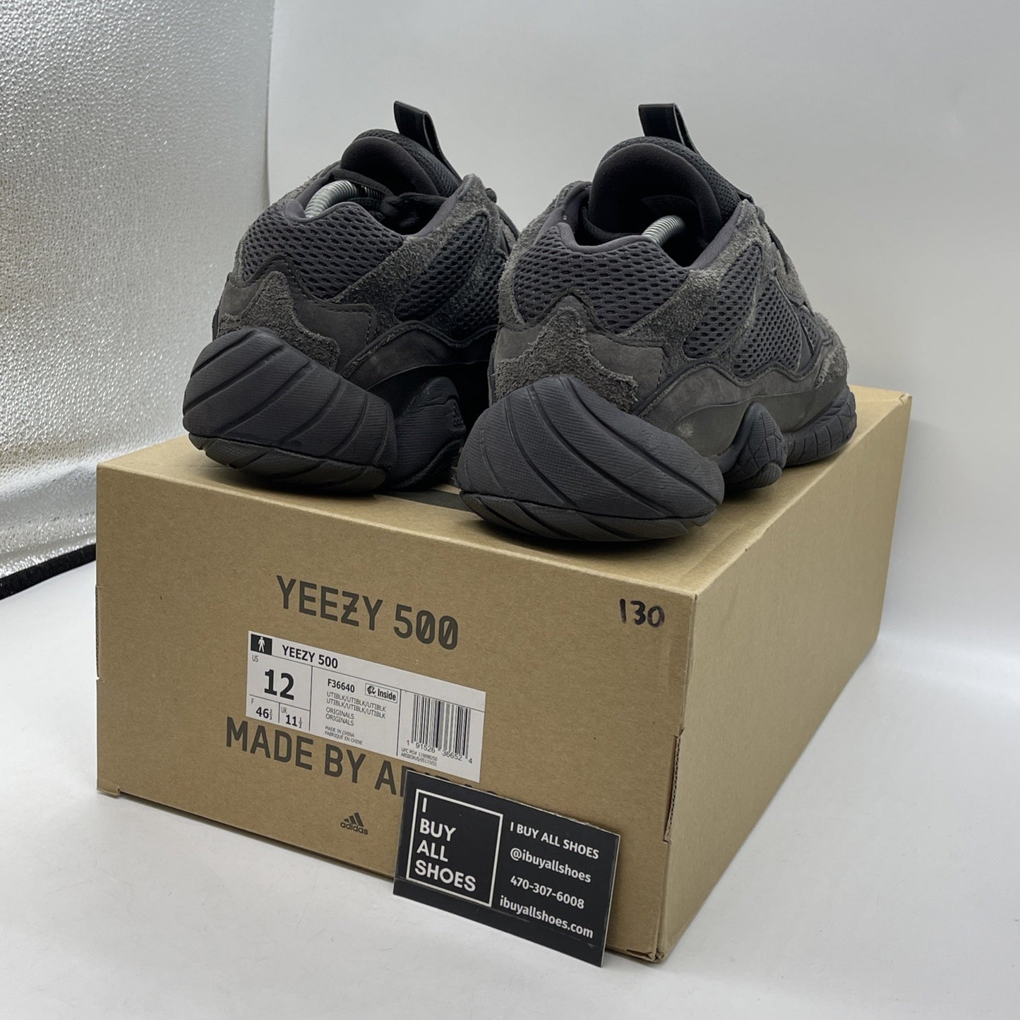 Size 12 - adidas Yeezy 500 Low Utility Black Suede Leather (F36640)
