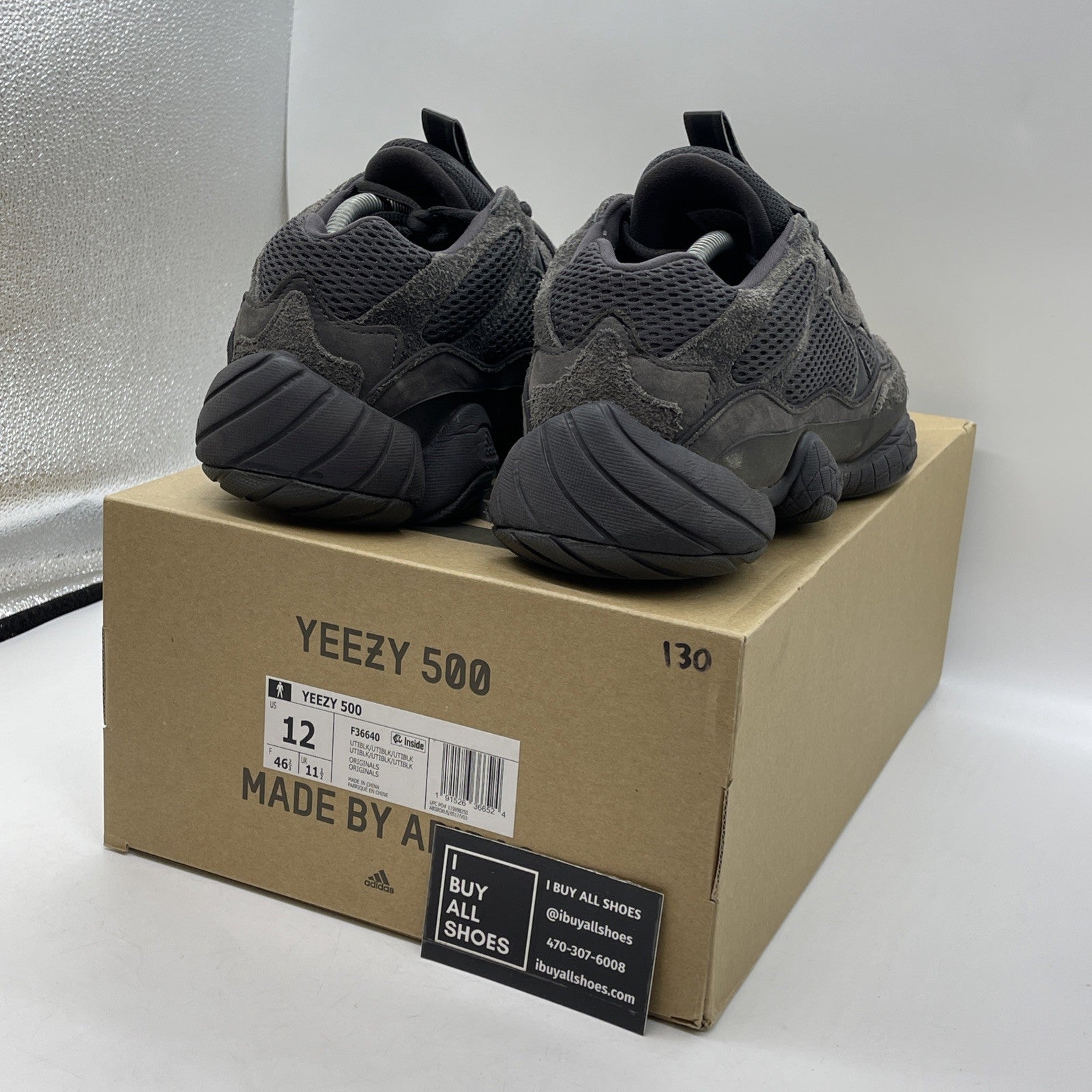 Size 12 - adidas Yeezy 500 Low Utility Black Suede Leather (F36640)