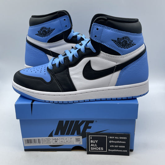 Size 9.5 - Air Jordan 1 Retro OG High UNC Toe Black White Leather (DZ5485-400)