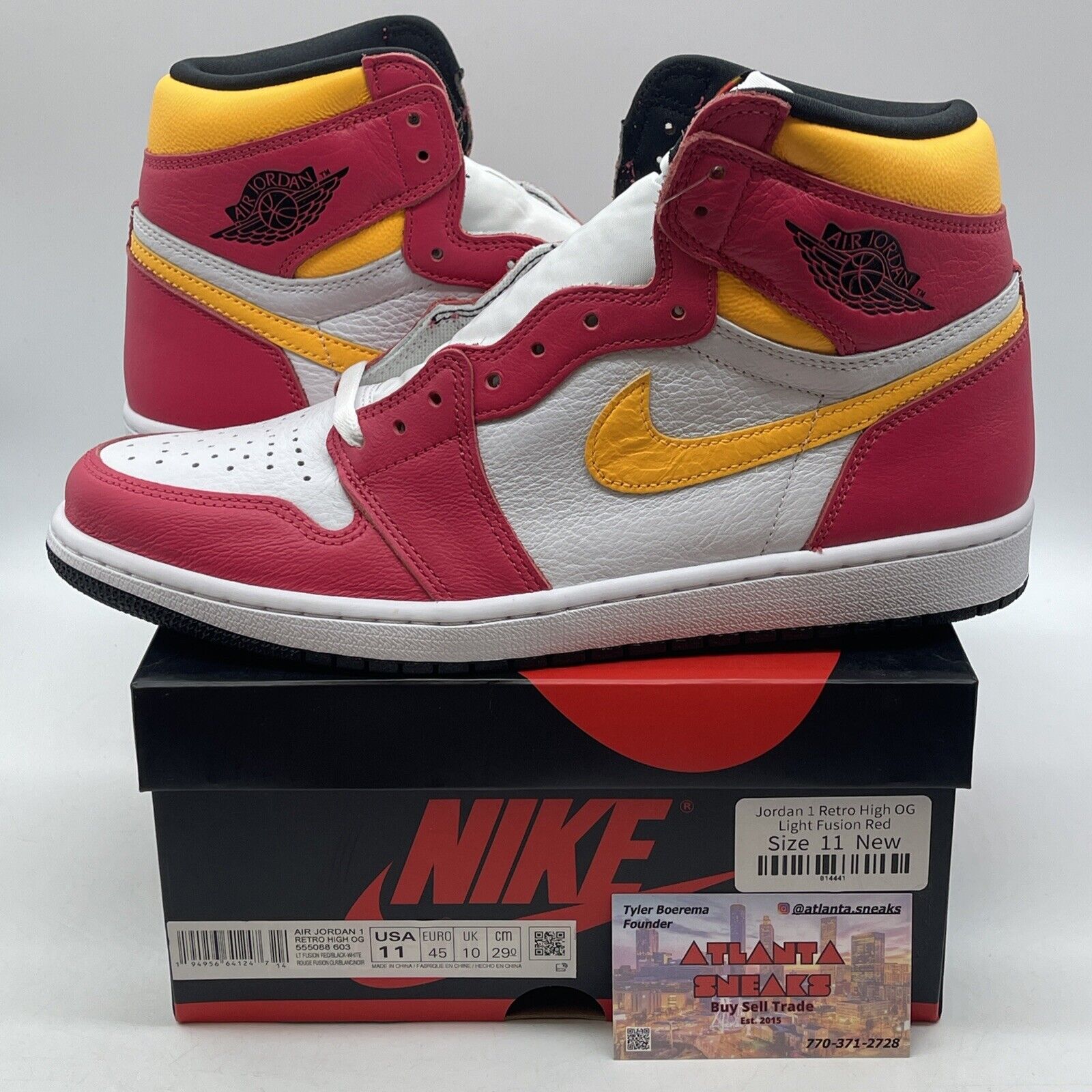Size 11 - Jordan 1 Retro High OG Light Fusion Red 2021 Leather (555088-603)