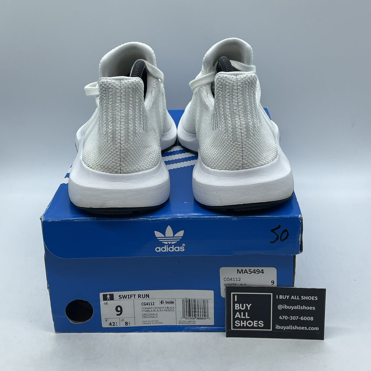 Size 9 - Adidas Swift Run White (CG4112)