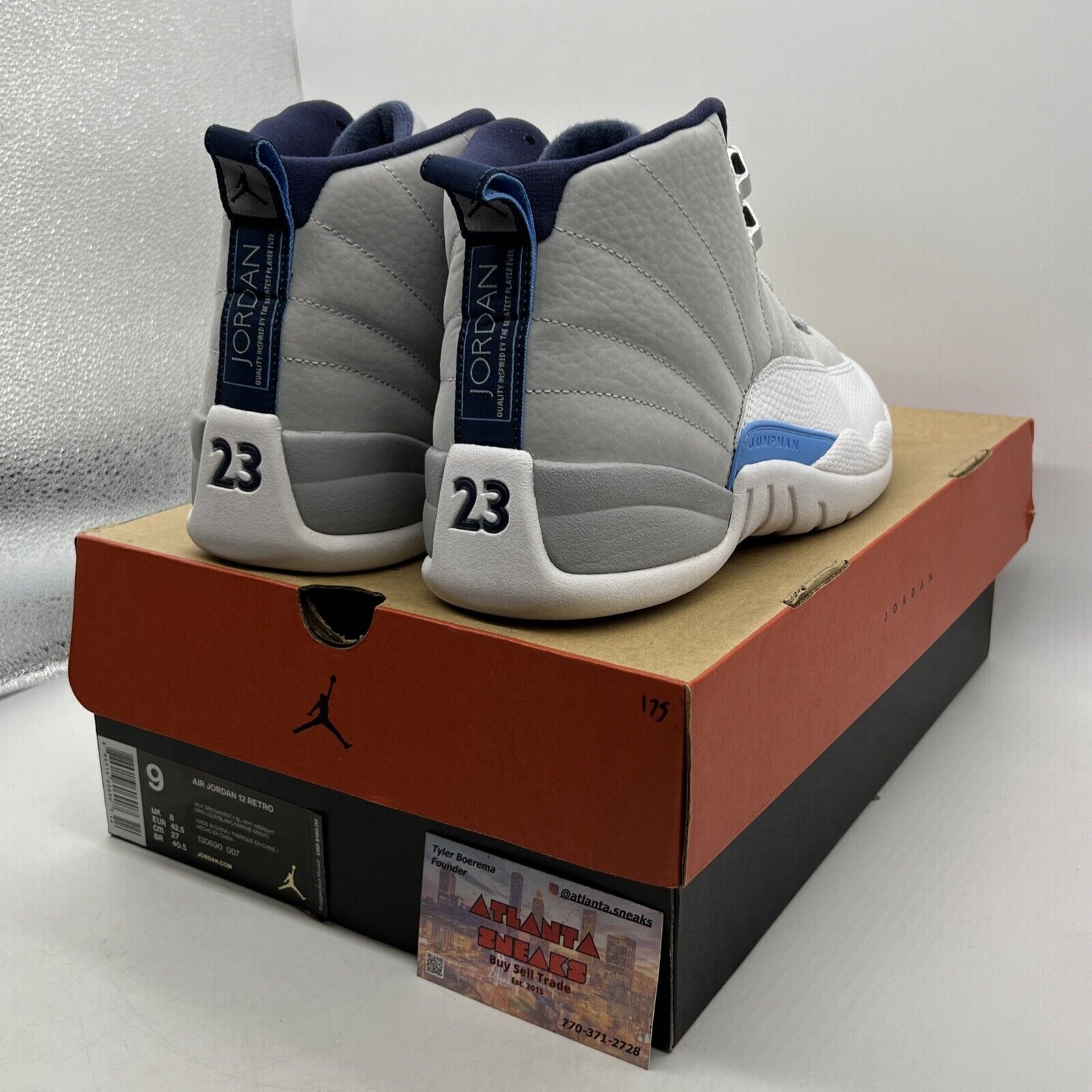 Size 9 - Air Jordan 12 Retro Grey University Blue White Leather Suede 130690-007