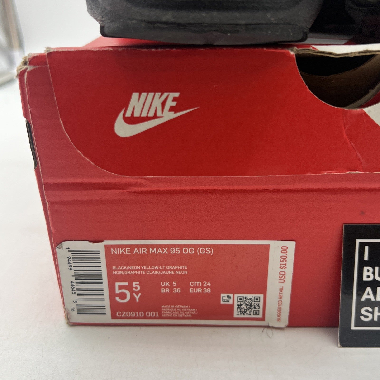 Size 5.5Y - Nike Air Max 95 OG 2020 Neon (CZ0910-001)