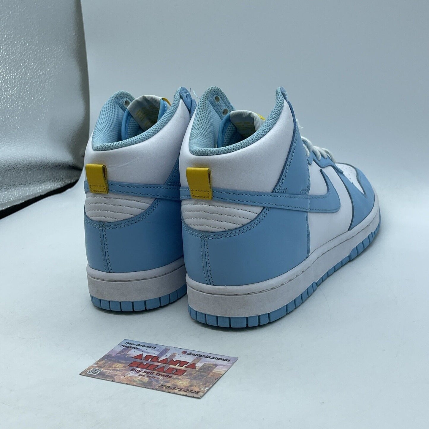Size 9.5 - Nike Dunk High Blue Chill White Yellow Leather (DD1399-401)
