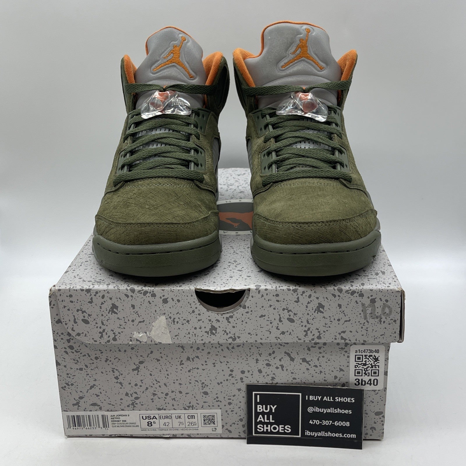 Size 8.5 - Air Jordan 5 Retro 2024 Olive Green Orange Suede (DD0587-308)