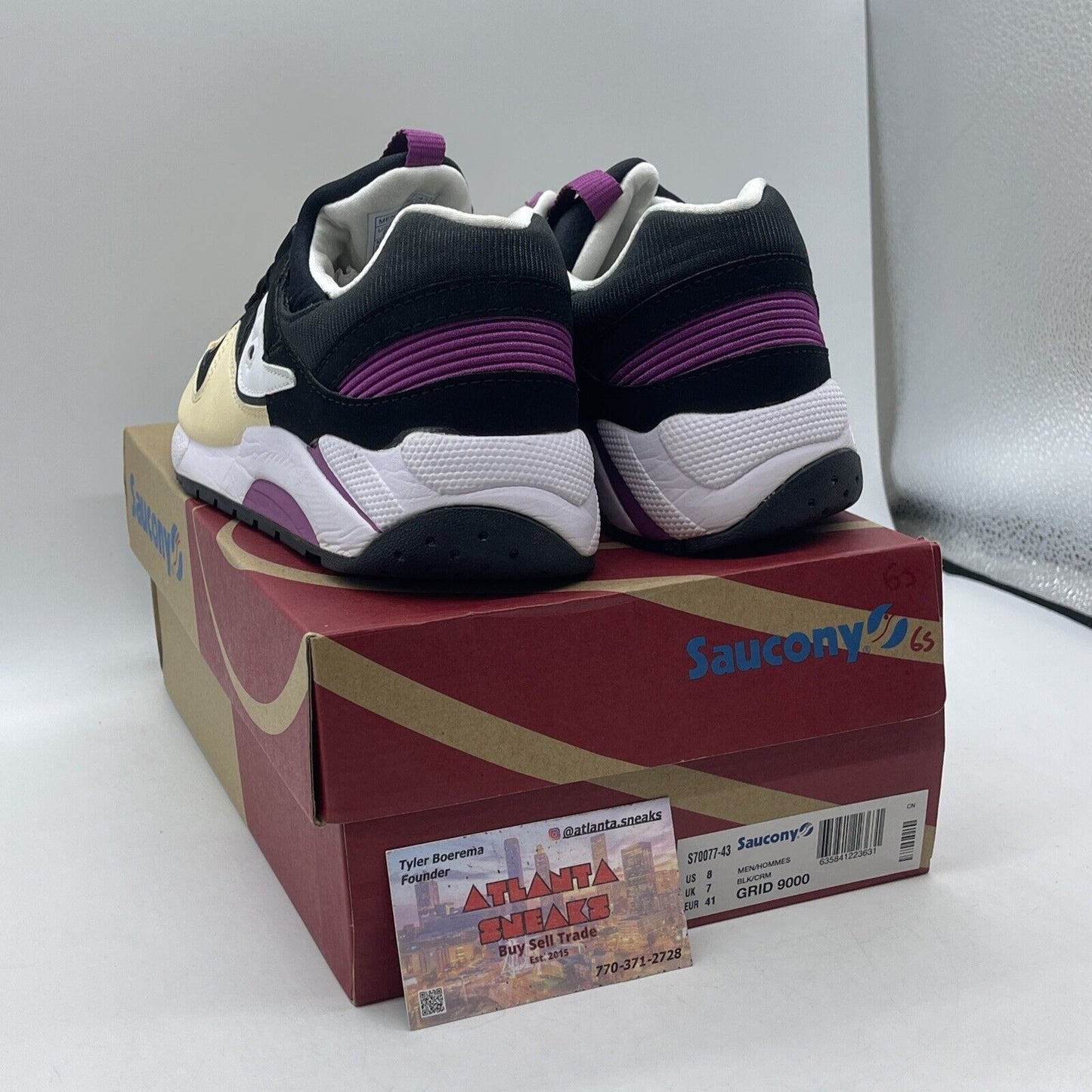 Size 8 - Saucony Grid 9000 Black Cream Suede White Purple Leather (S70077-43)