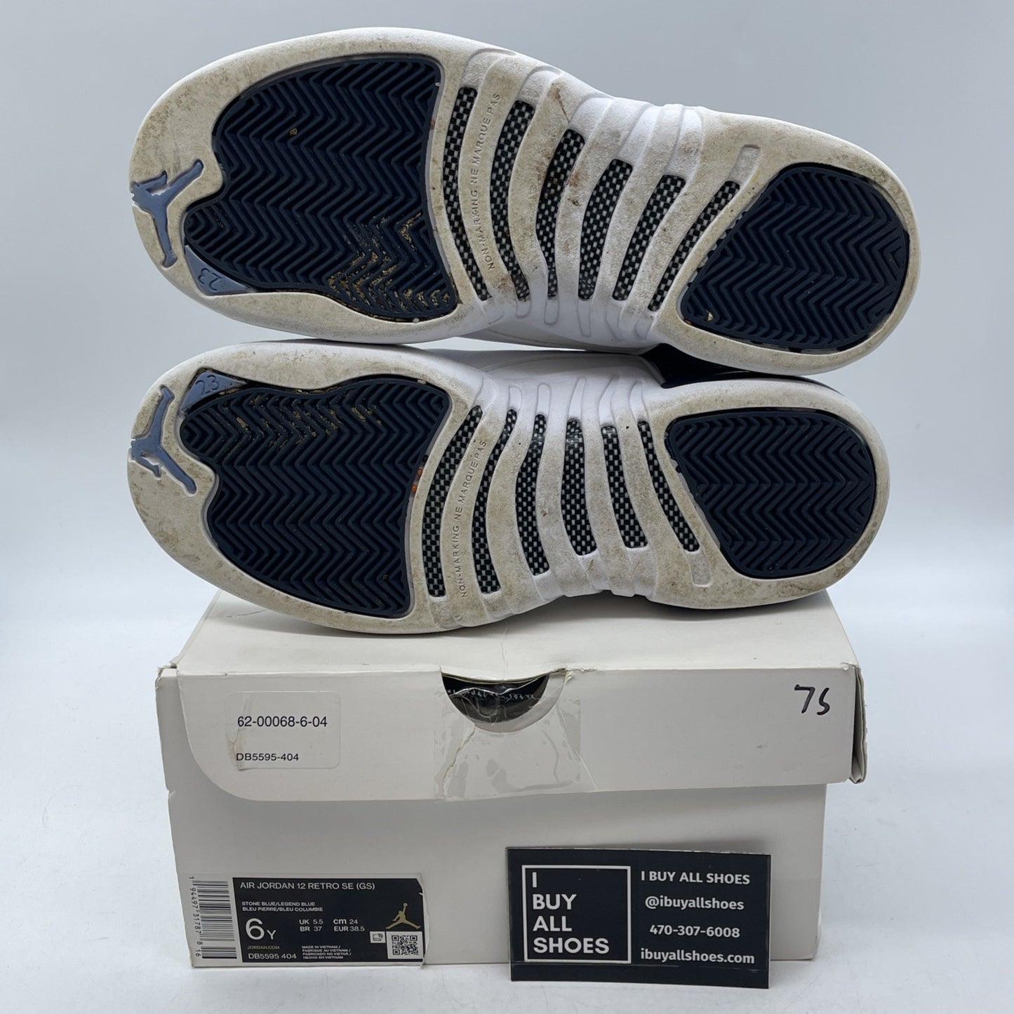 Size 6Y - Jordan 12 Retro Indigo Silver Blue White Leather (DB5595-404)