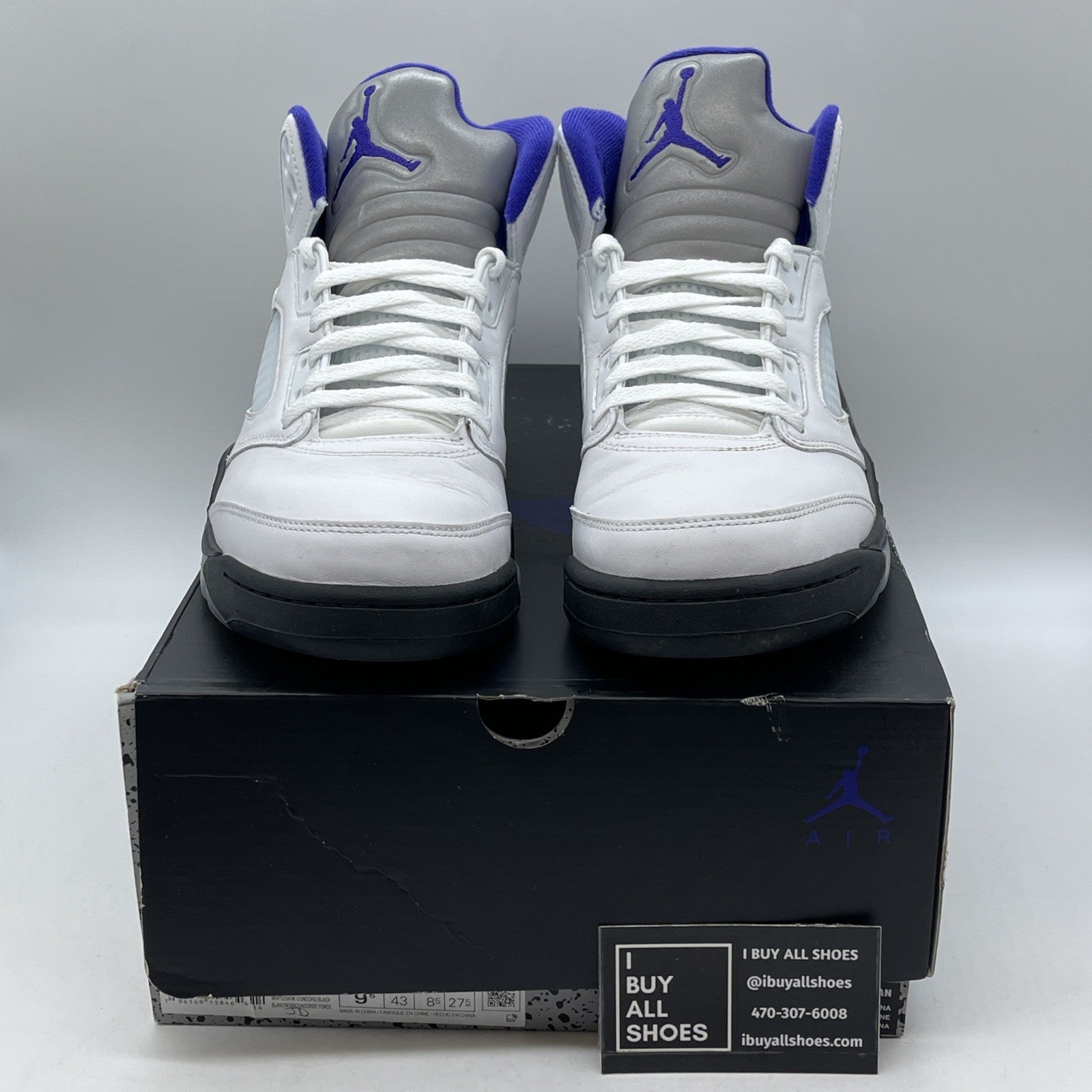 Size 9.5 - Jordan 5 Concord White Purple Black Leather (DD0587-141)