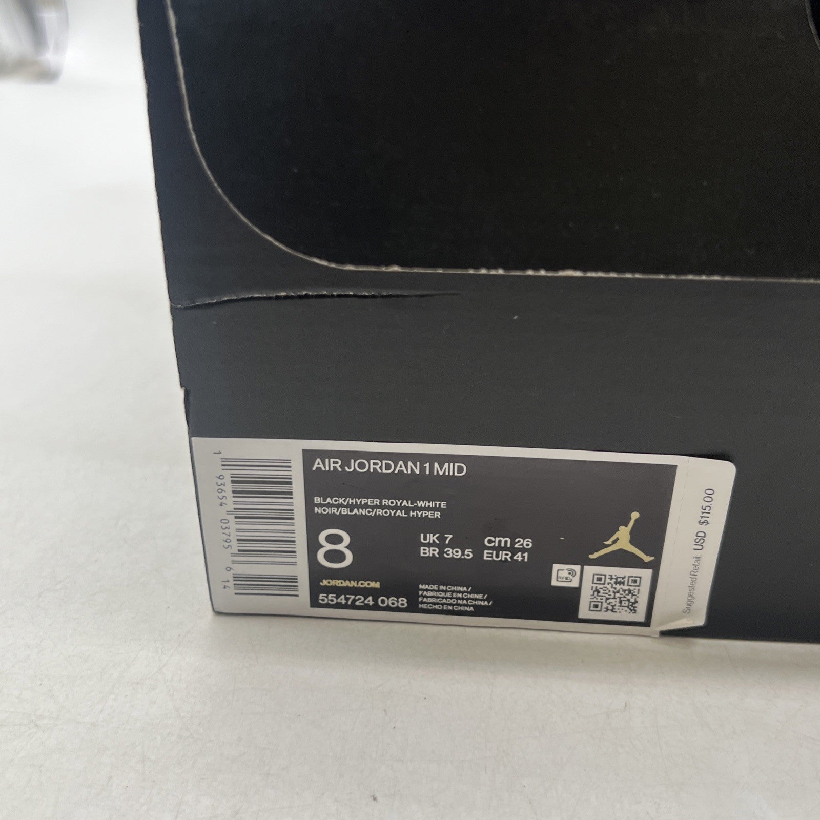 Size 8 - Air Jordan 1 Mid Black Hyper Royal (554724-068)