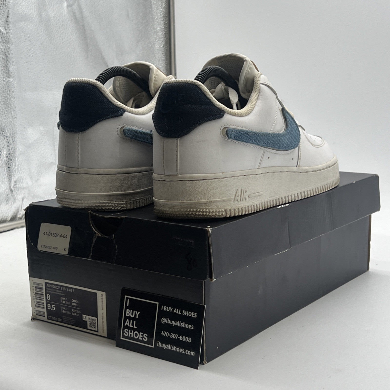 Size 8 - Nike Air Force 1 '07 LV8 Low Removable Swoosh - White Vachetta Tan
