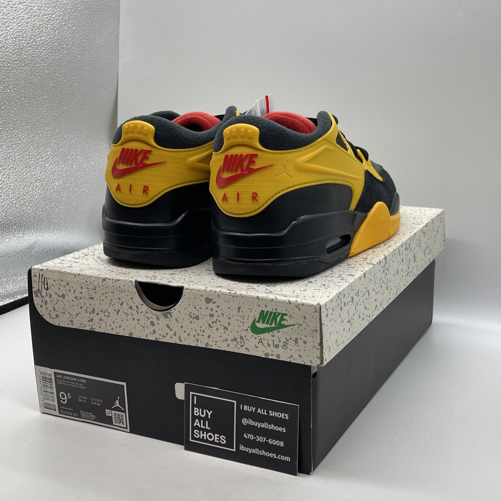 Size 9.5 - Air Jordan 4 RM Bruce Lee Black Yellow Suede Leather (FQ7939-007)