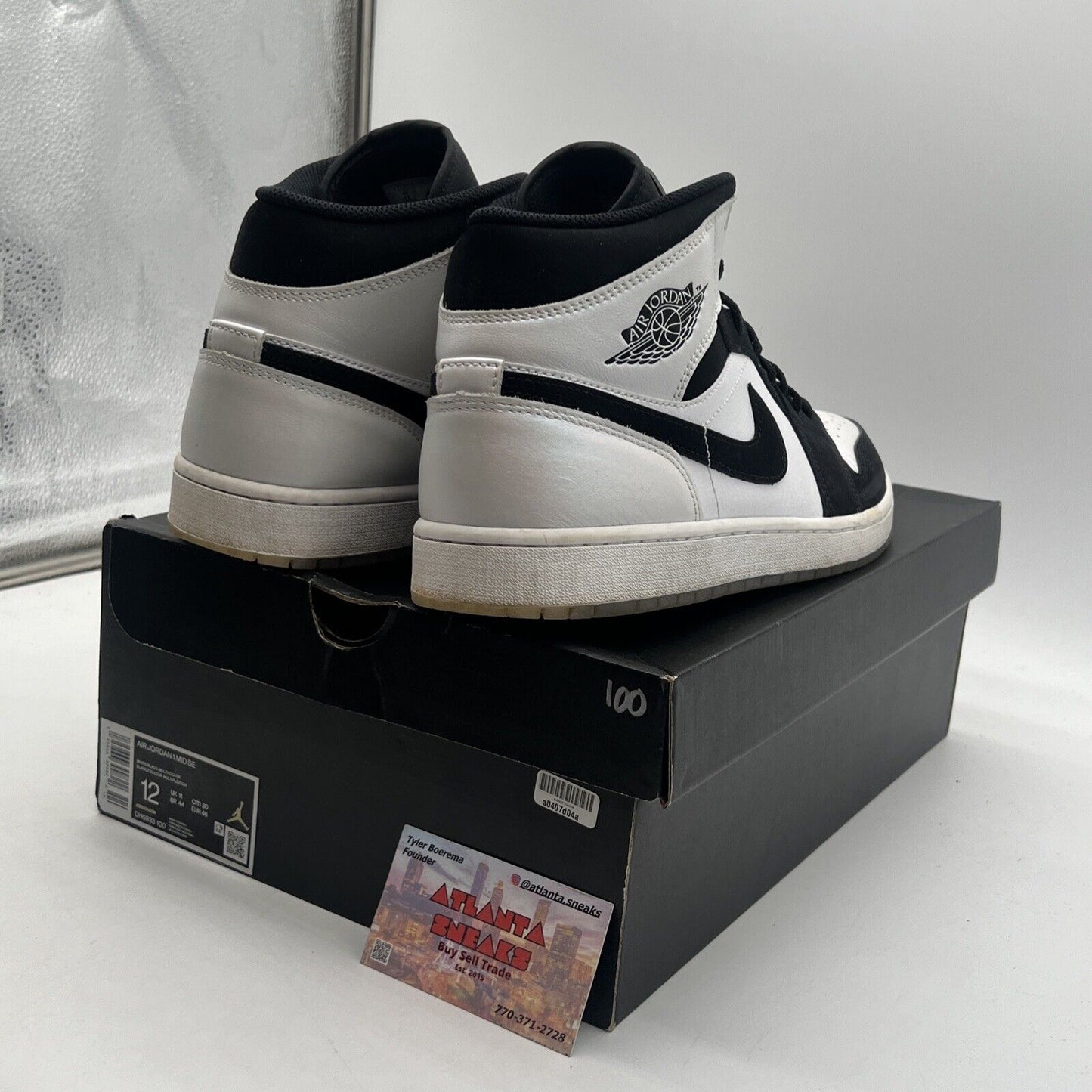 Size 12 - Jordan 1 Mid SE Diamond White Black Suede Leather (DH6933-100)