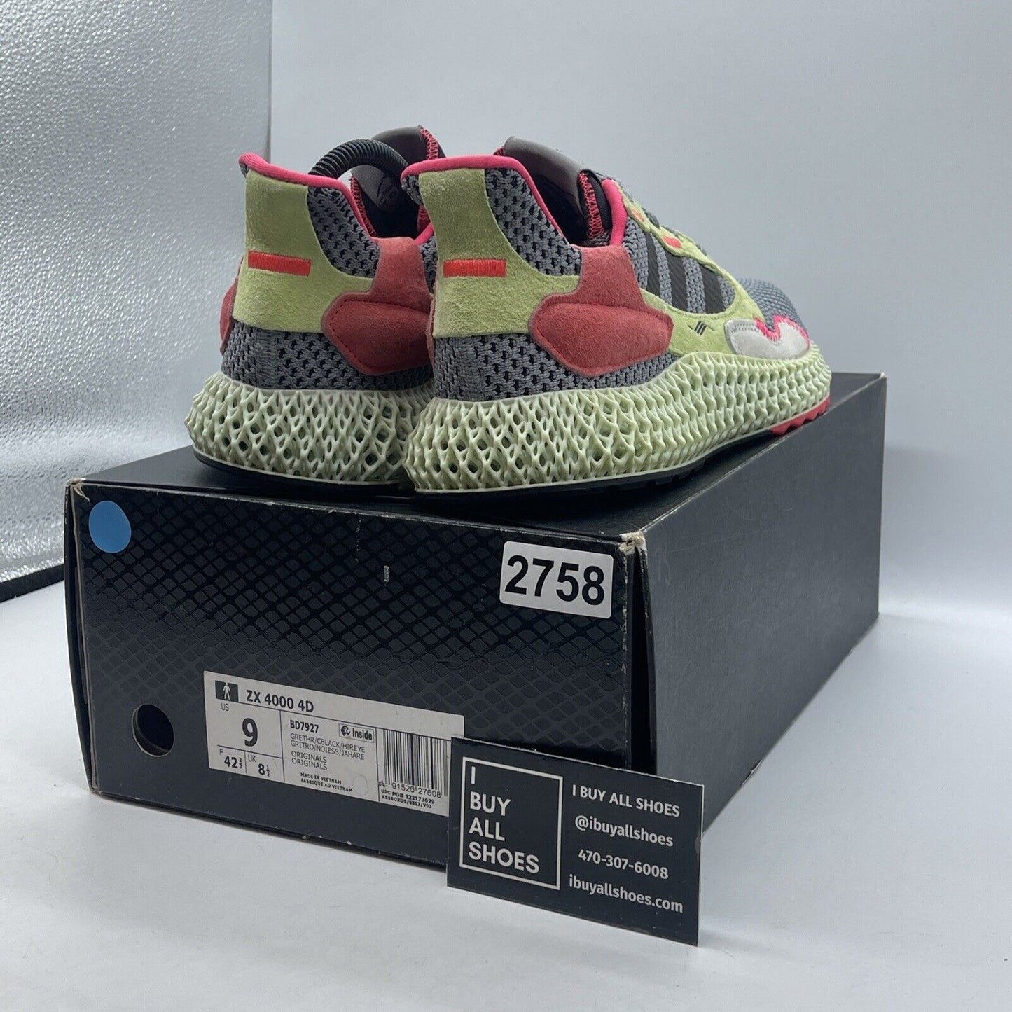 Size 9 - adidas ZX 4000 Futurecraft 4D Grey Yellow Grey Black Suede (BD7927)