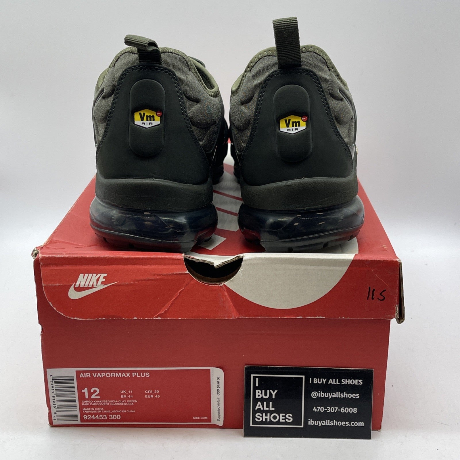 Size 12 - Nike Air VaporMax Plus Cargo Khaki Green Gold Suede (924453-300)
