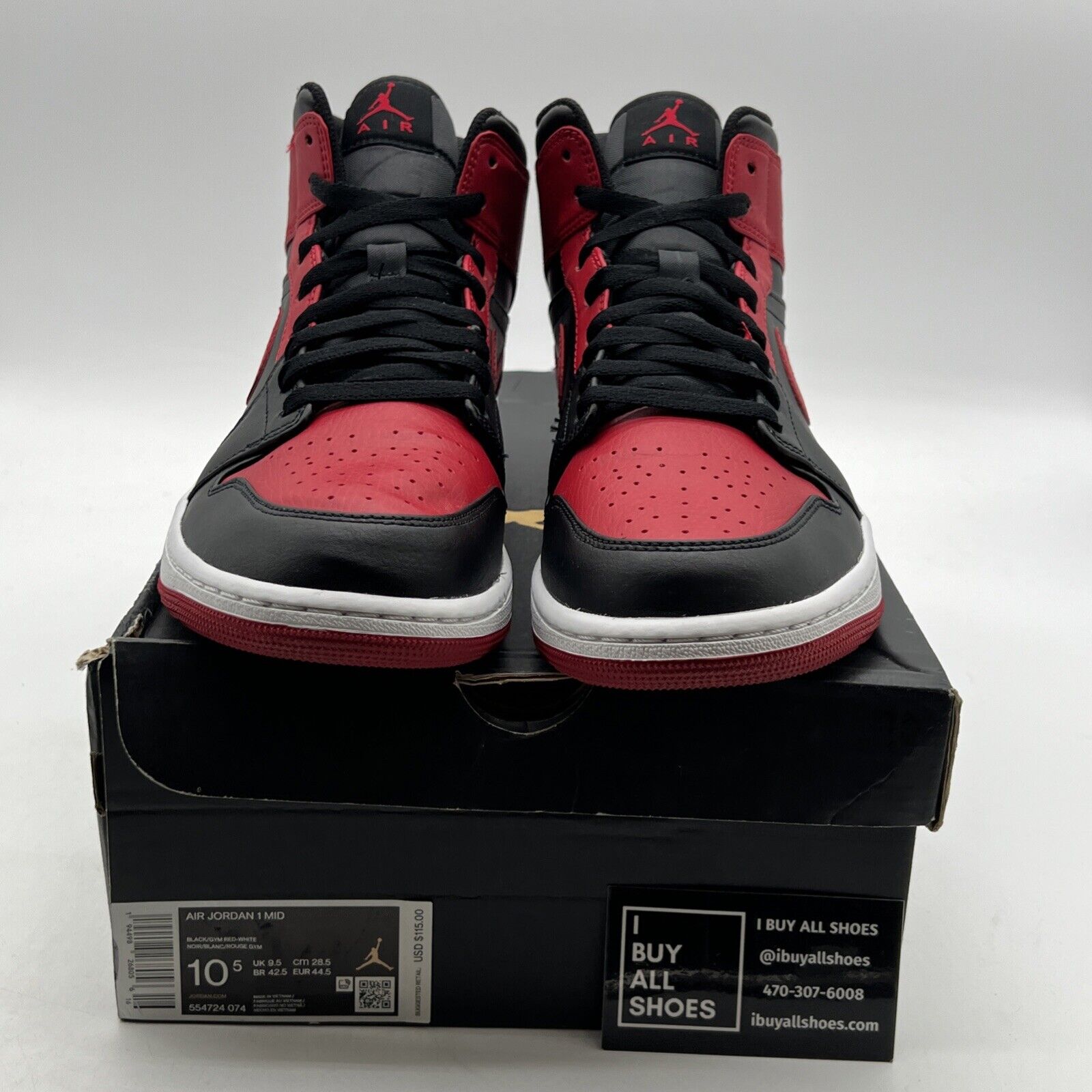 Size 10.5 - Air Jordan 1 Mid Banned 2020 (554724-074)