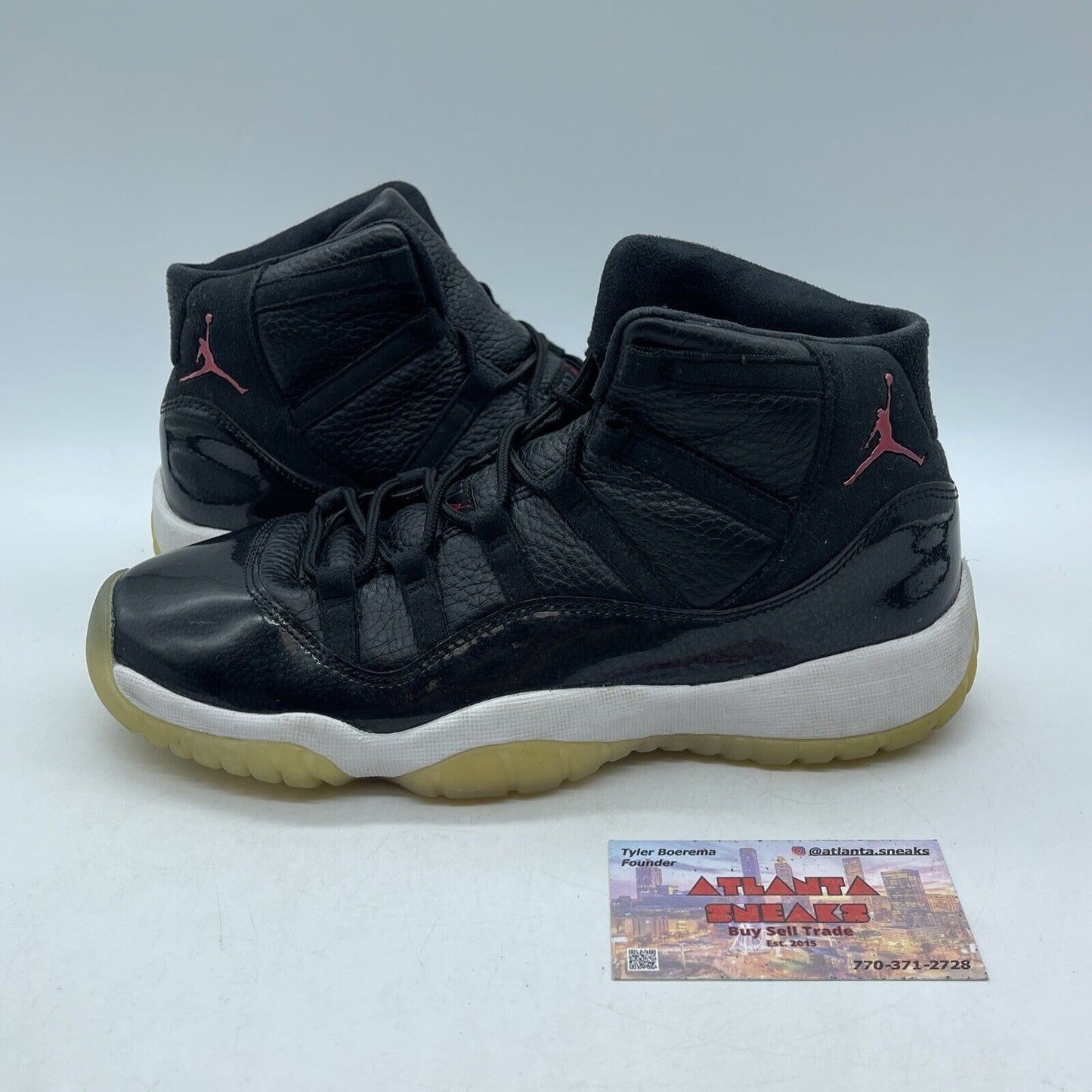 Size 7Y (GS) - Jordan 11 Mid 72-10 Black Red Grey Suede Leather (378038-002)