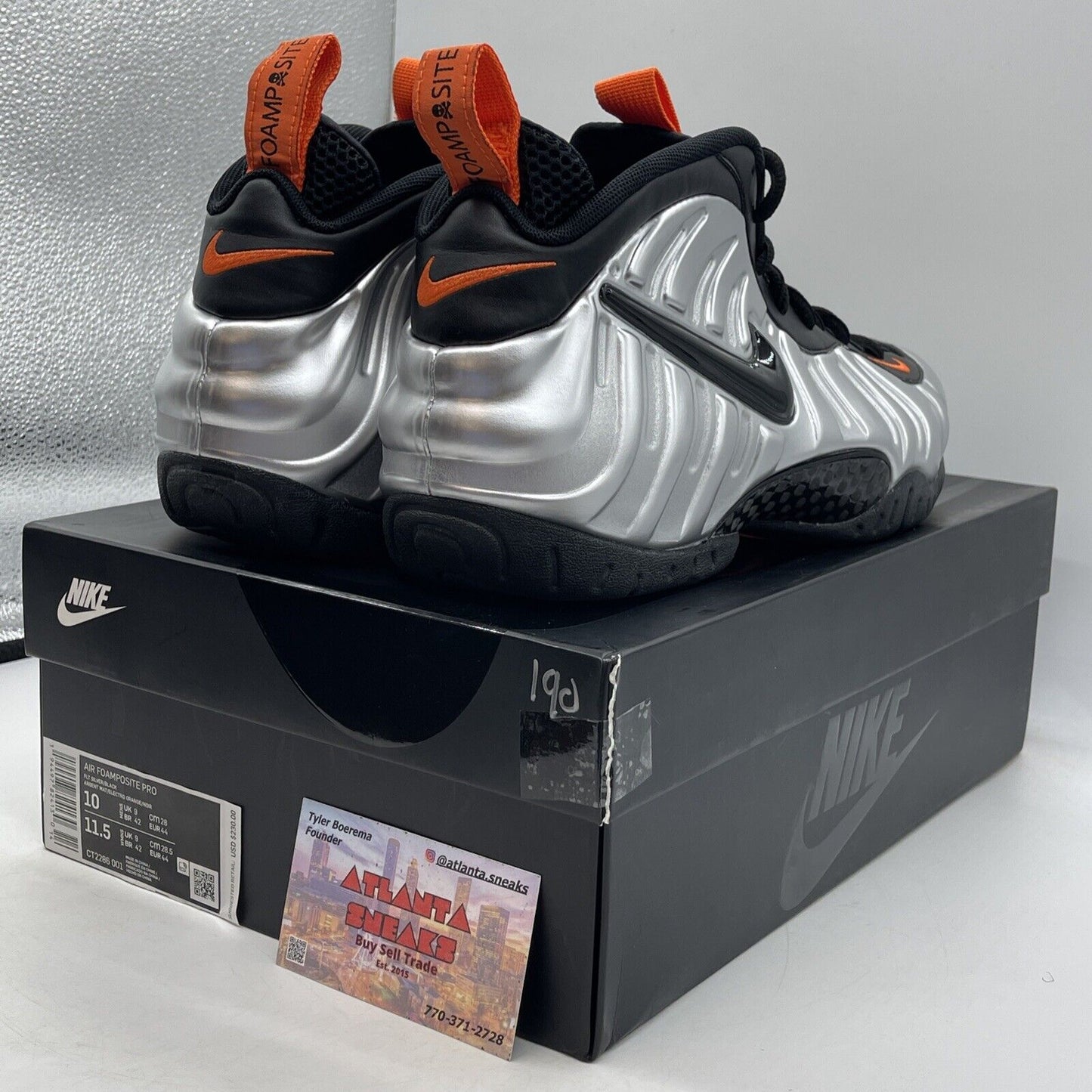 Size 10 - Nike Air Foamposite Pro Halloween Silver  Black Orange (CT2286-001)