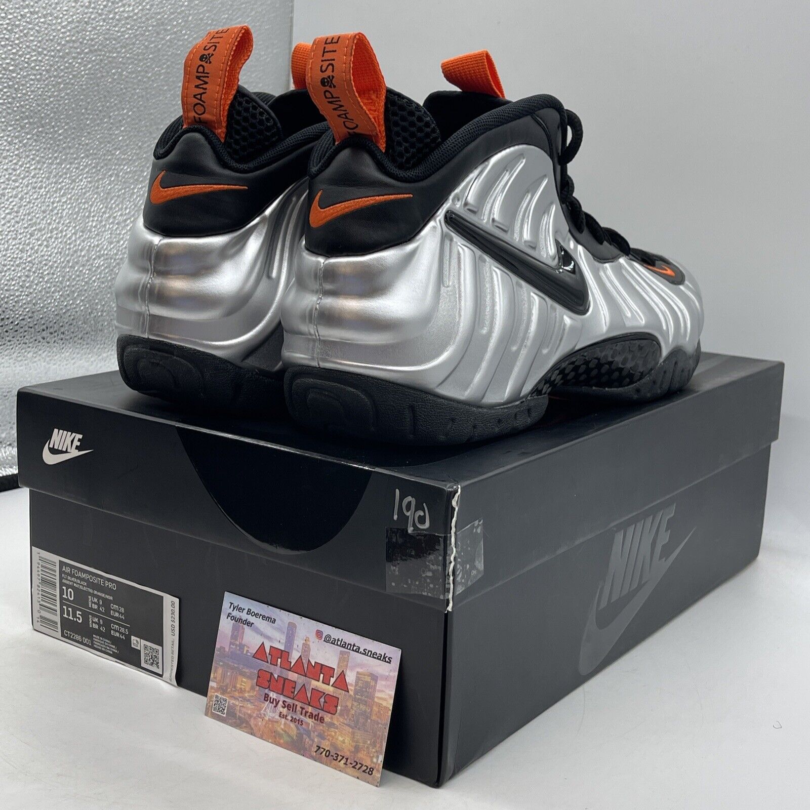 Size 10 - Nike Air Foamposite Pro Halloween Silver  Black Orange (CT2286-001)