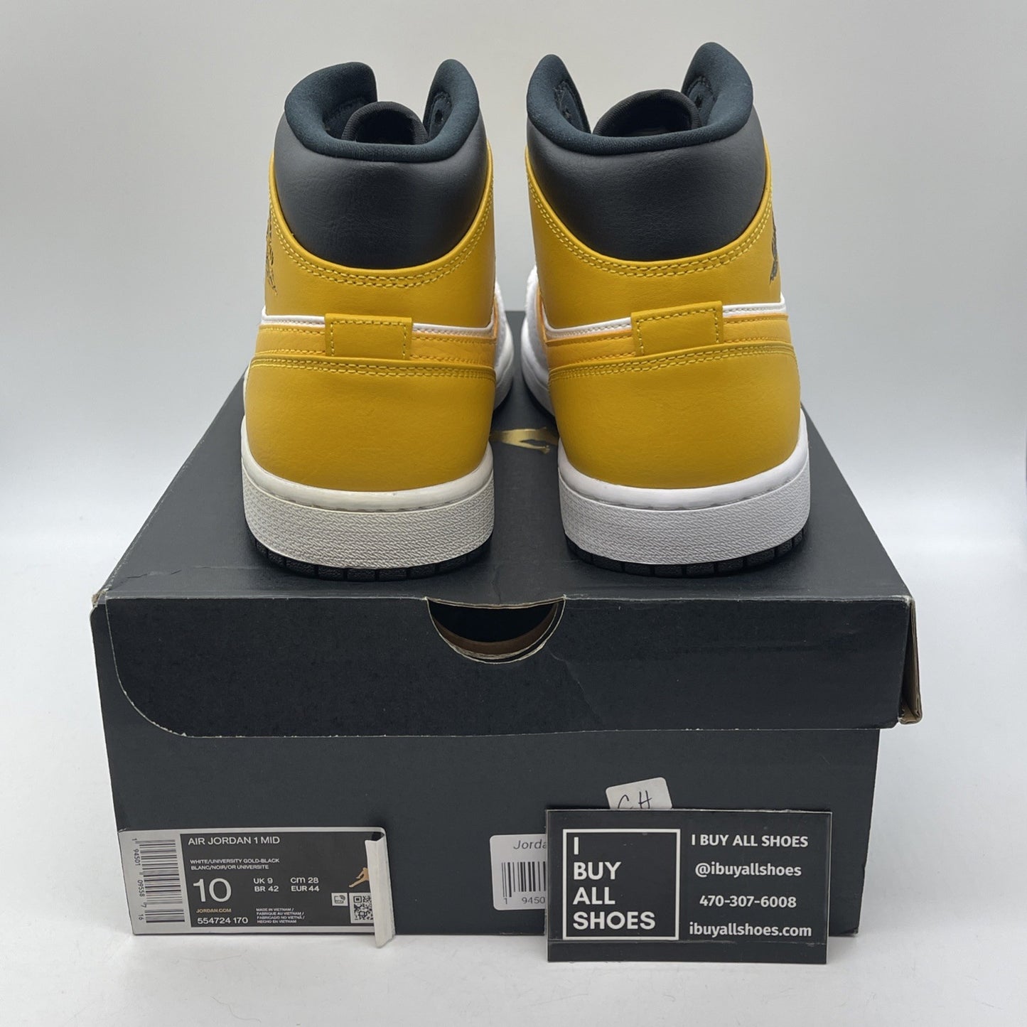 Size 10 - Air Jordan 1 Mid University Gold Yellow Black White (554724-170)