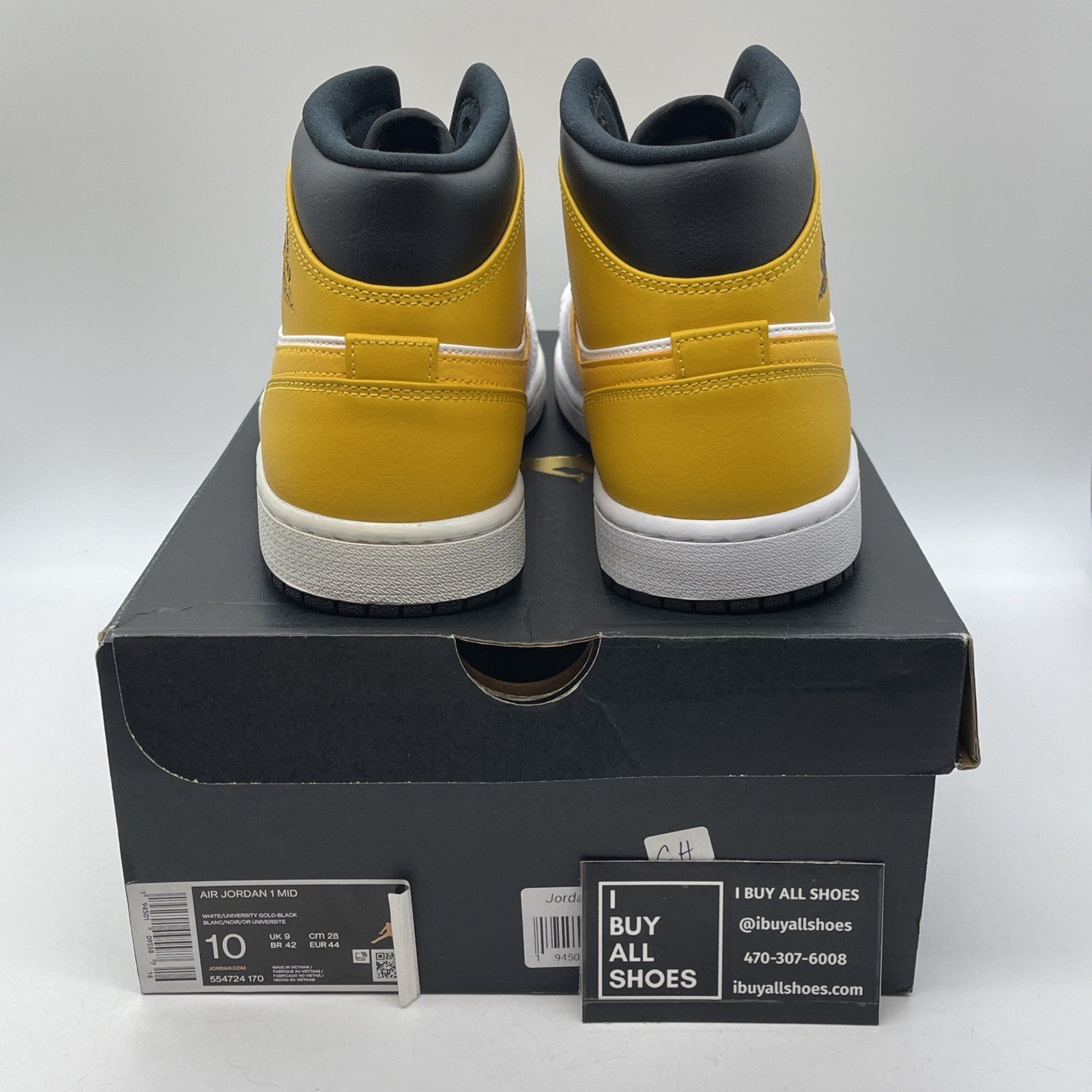 Size 10 - Air Jordan 1 Mid University Gold Yellow Black White (554724-170)