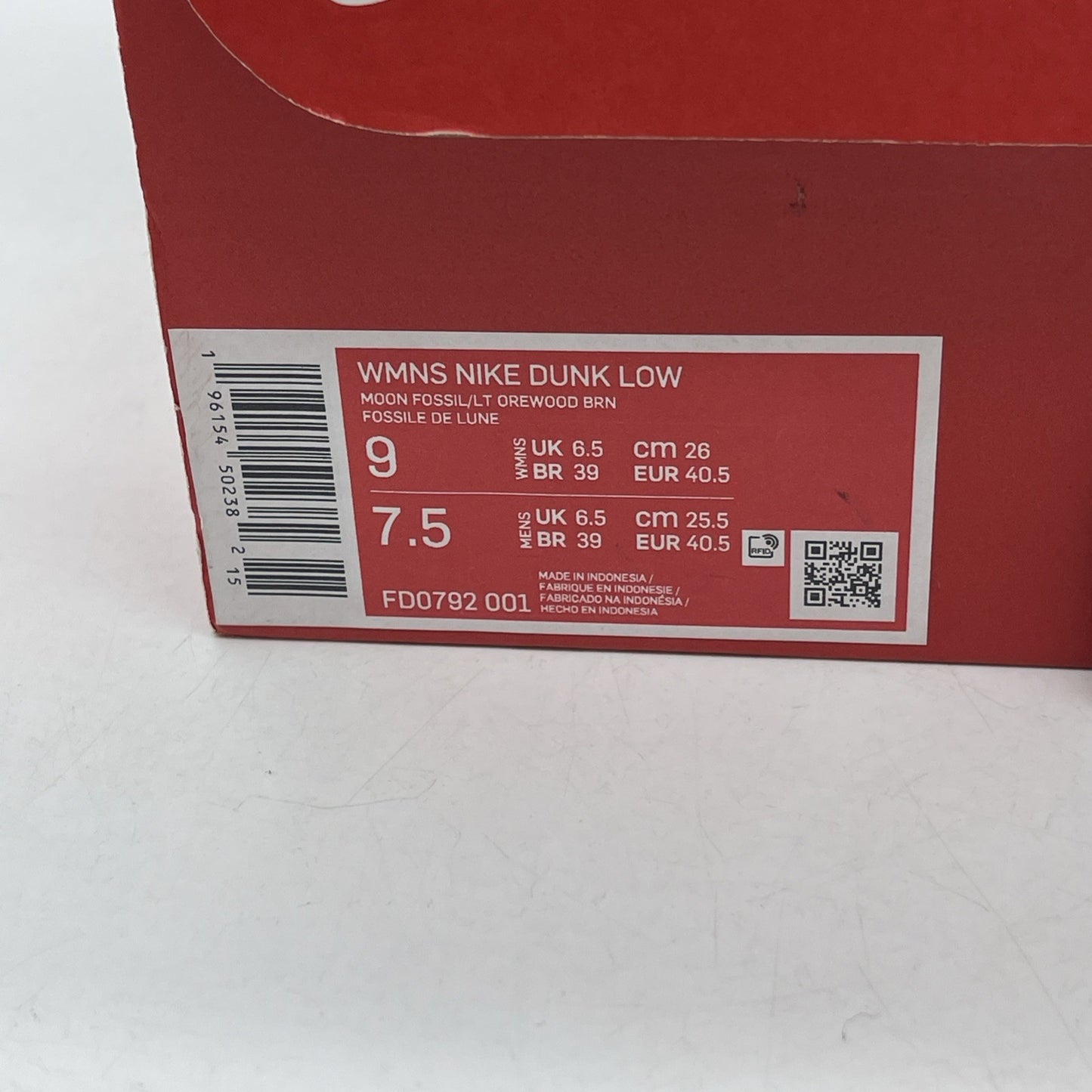 Size 9W - Nike Dunk Low Moon Fossil (FD0792-001)