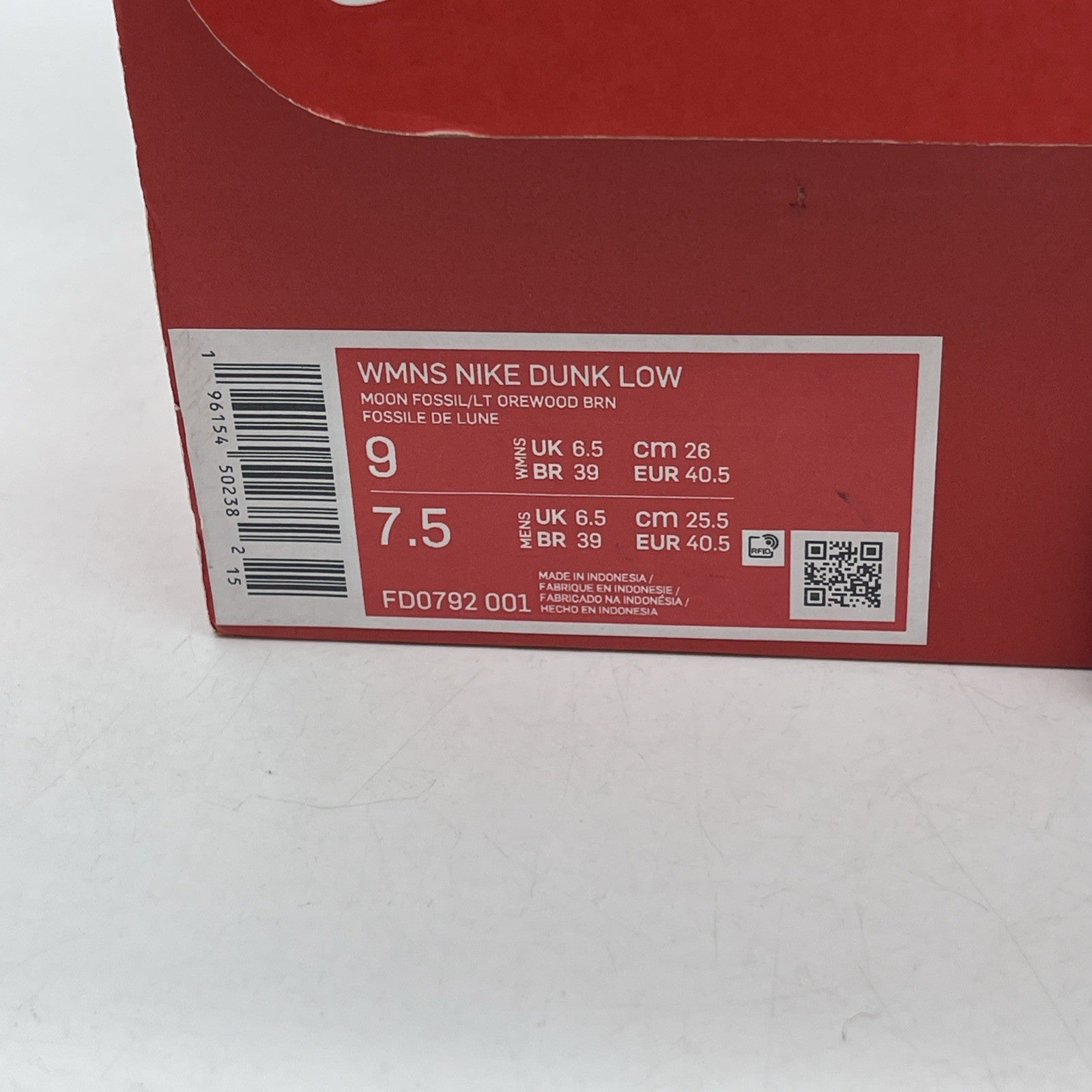 Size 9W - Nike Dunk Low Moon Fossil (FD0792-001)