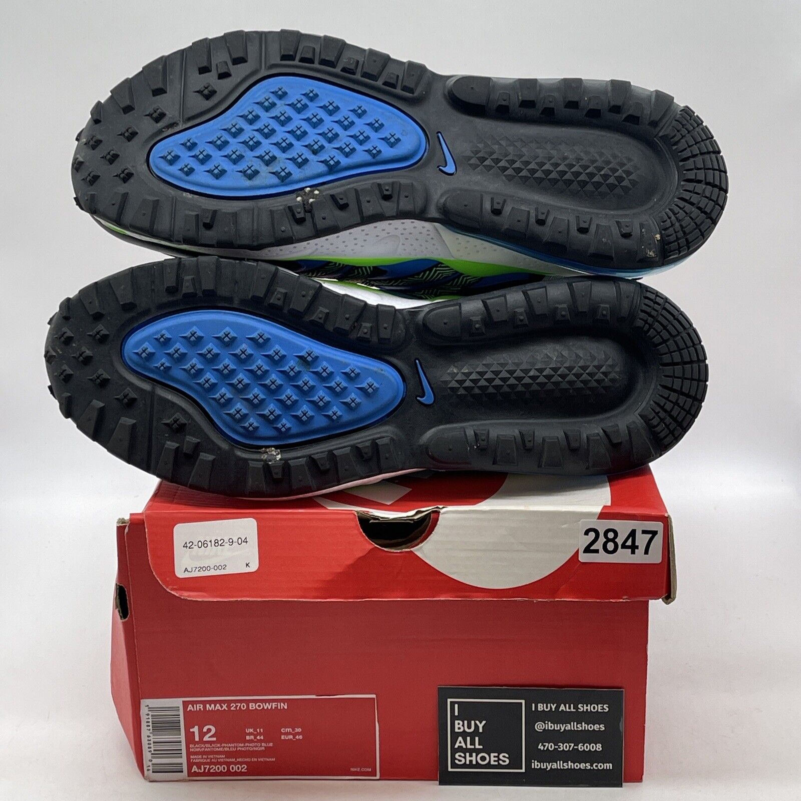 Size 12 - Nike Air Max 270 Bowfin Sprite Black Green Suede Leather (AJ7200-002)