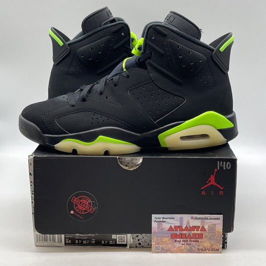 Size 9.5 - Jordan 6 Retro Electric Green 2021 Black Suede (CT8529-003)