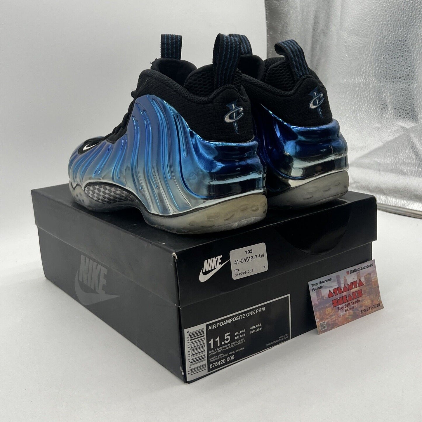 Size 11.5 - Nike Air Foamposite One PRM Blue Mirror (575420-008)