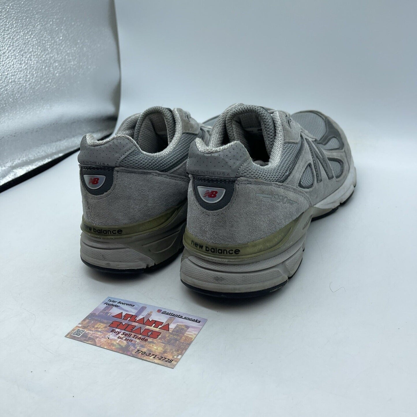 Size 12W - New Balance 990v4 Made in USA Grey Silver Red Suede (W990GL4)