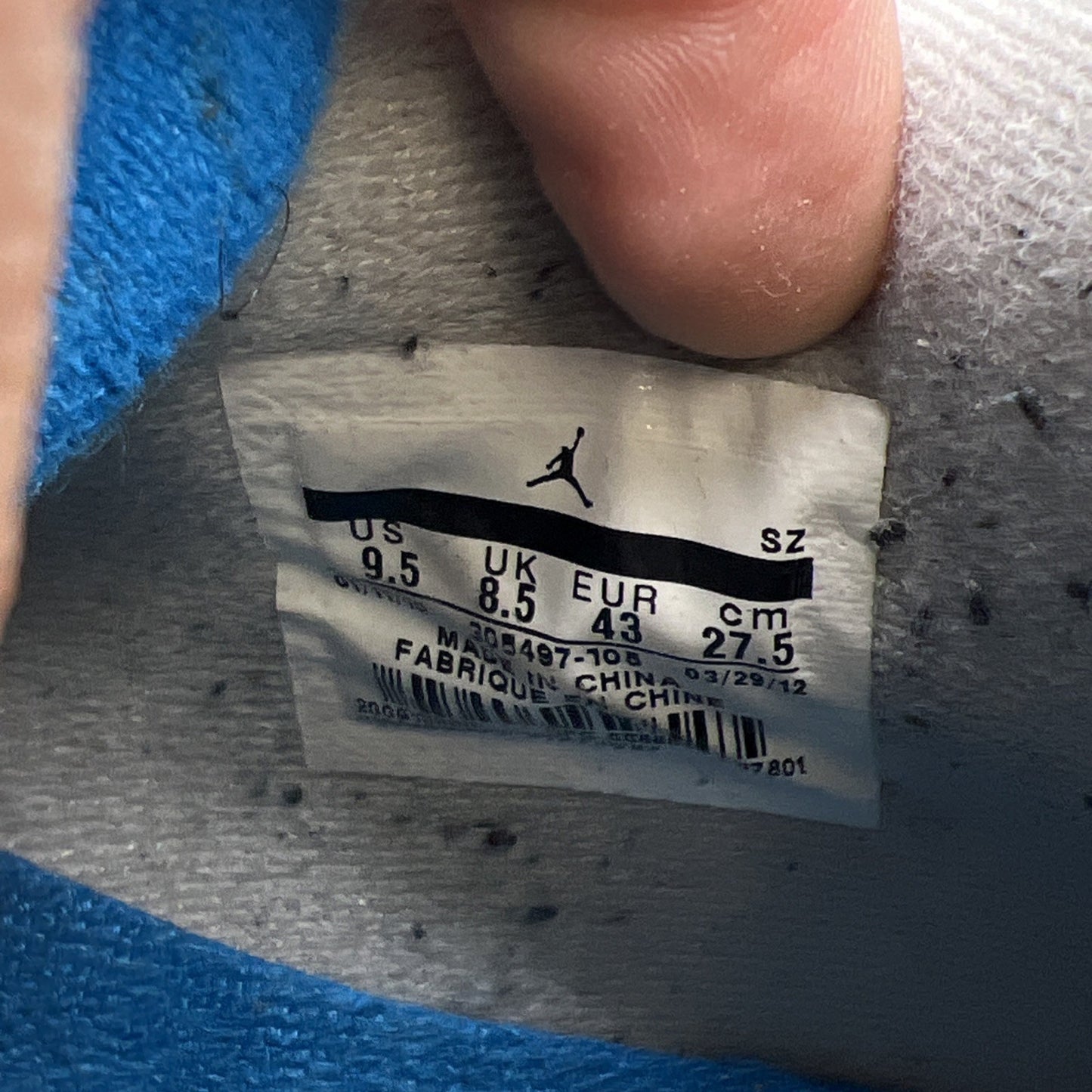 Size 9.5 - Air Jordan 4 Retro Military Blue 2012 (308497-105)