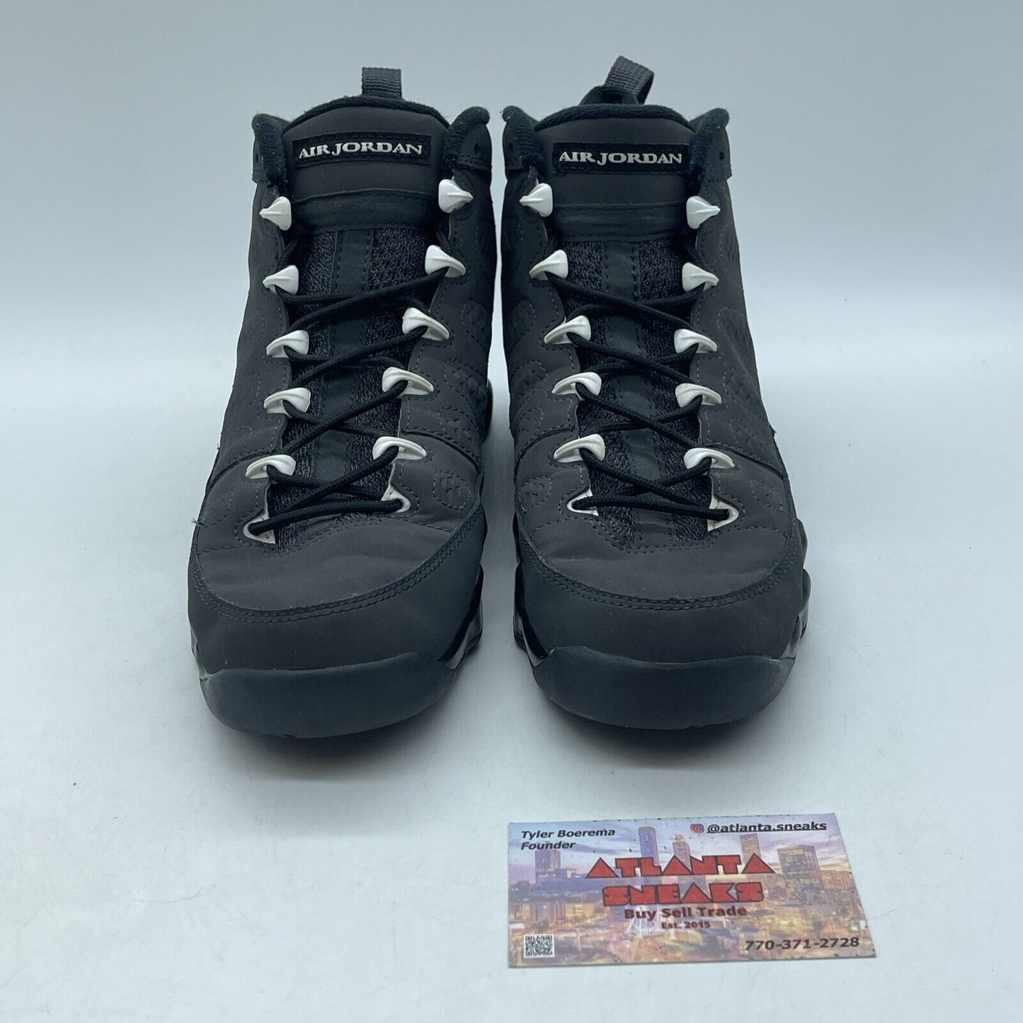 Size 7Y (GS) - Jordan 9 Retro Mid Anthracite 2015 White Black Suede (302359-013)