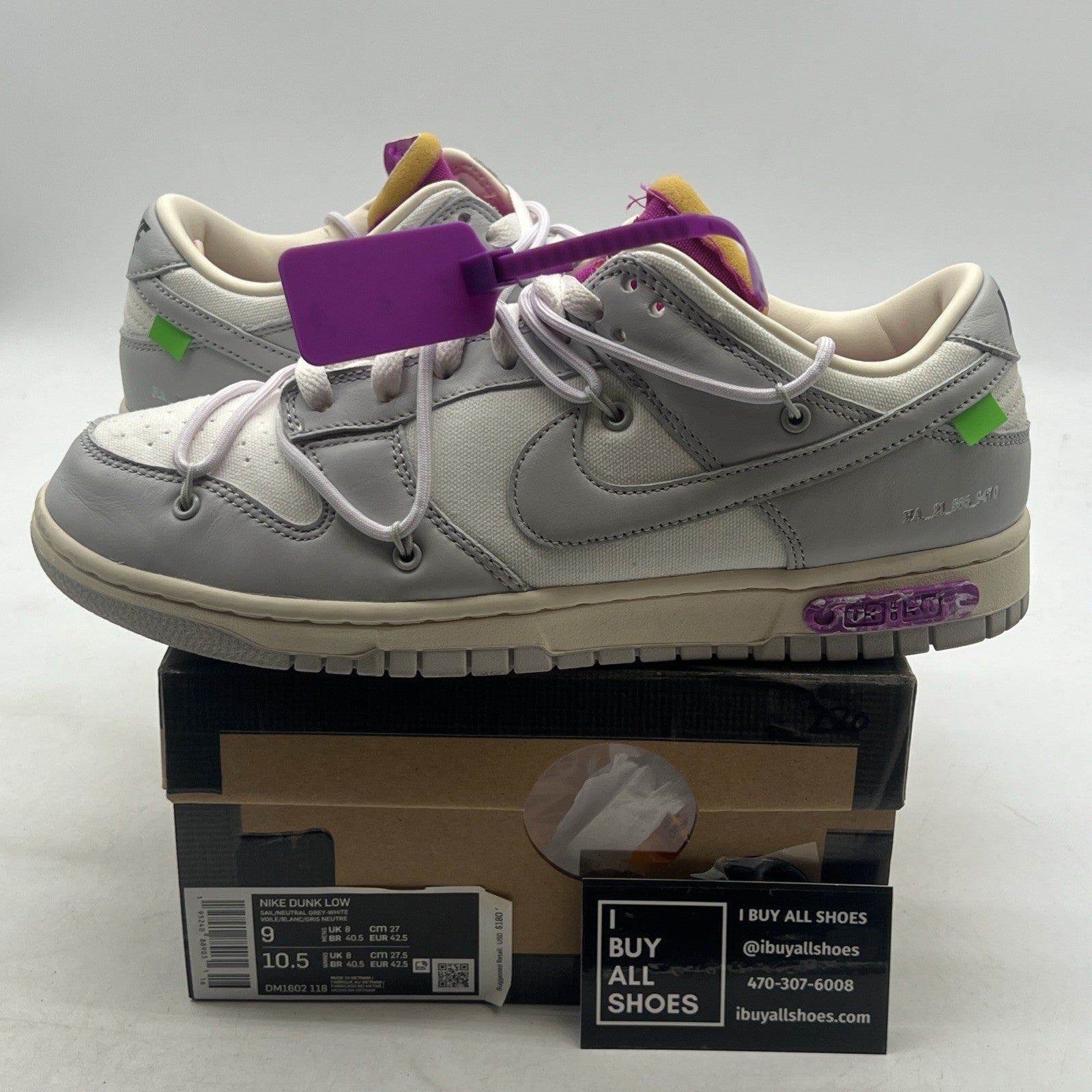 Size 9 - Off-White x Nike Dunk Low Lot 03 of 50 (DM1602-118)