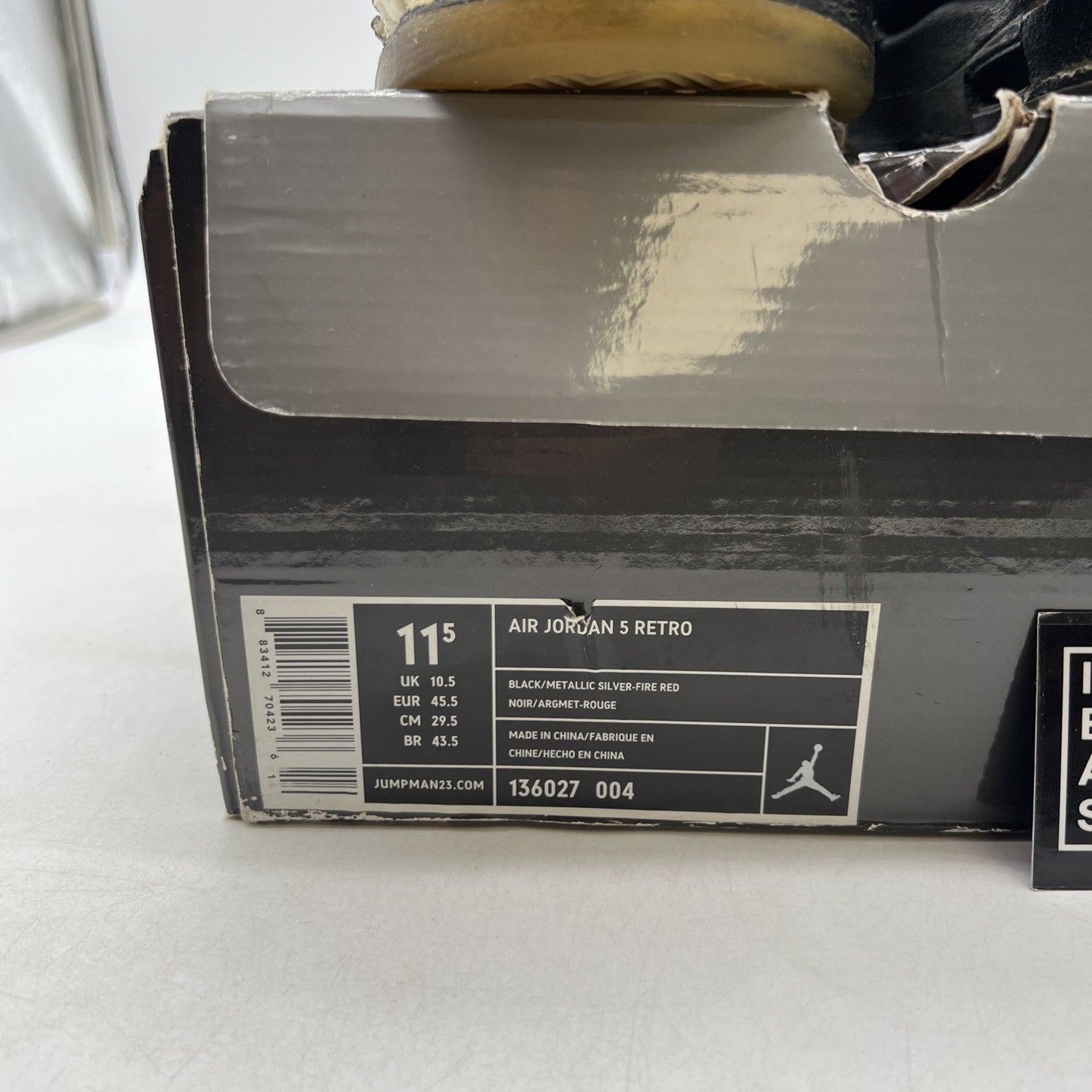 Size 11.5 - Air Jordan 5 Retro 2007 Black Metallic (136027-004)