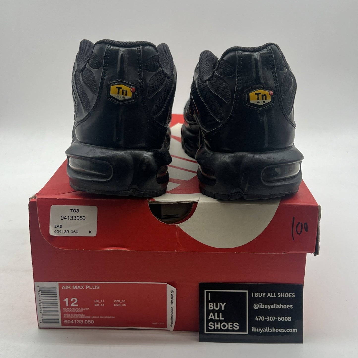 Size 12 - Nike Air Max Plus Low Triple Black (604133-050)