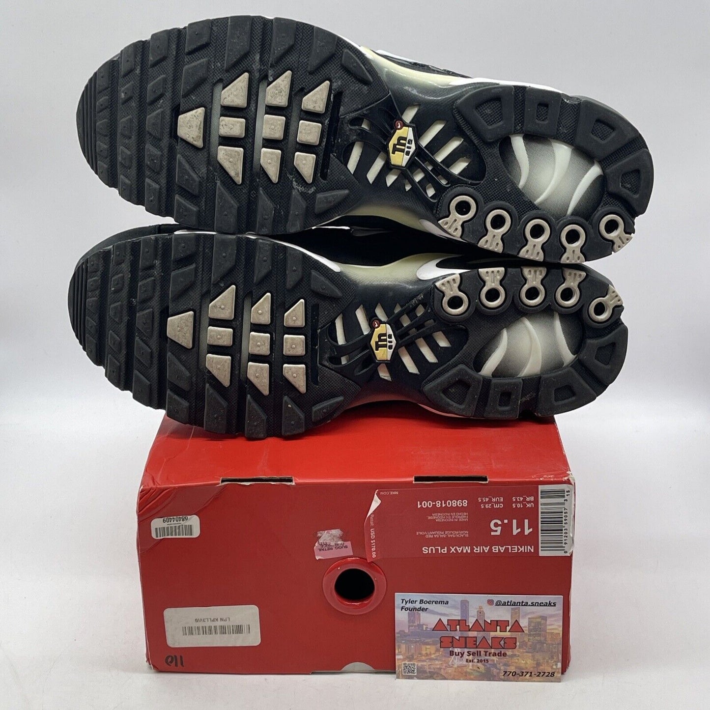 Size 11.5 - NikeLab Air Max Plus Black Sail White Suede Leather (898018-001)
