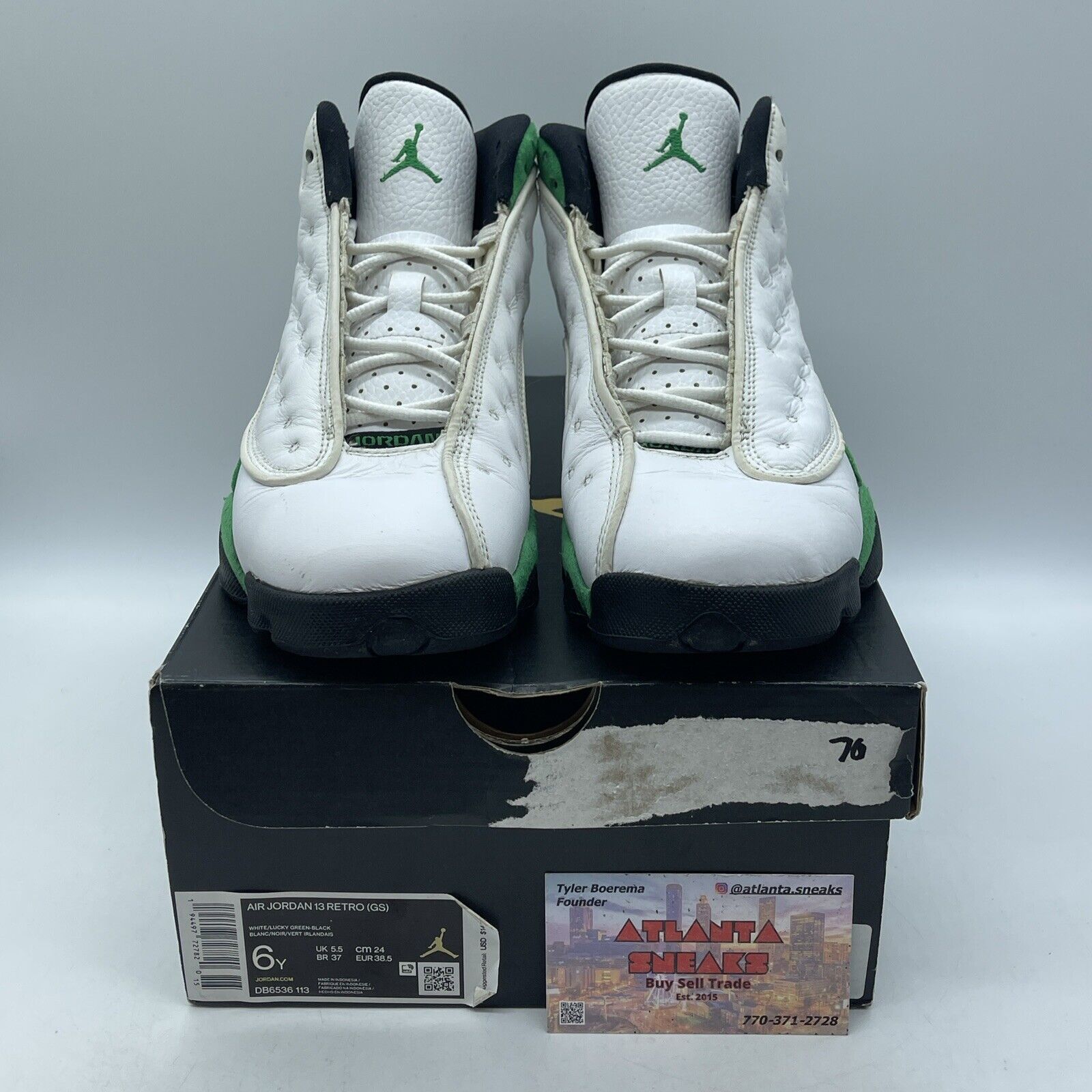 Size 6Y - Nike Air Jordan 13 Retro GS Lucky Green Leather  (DB6536-113)