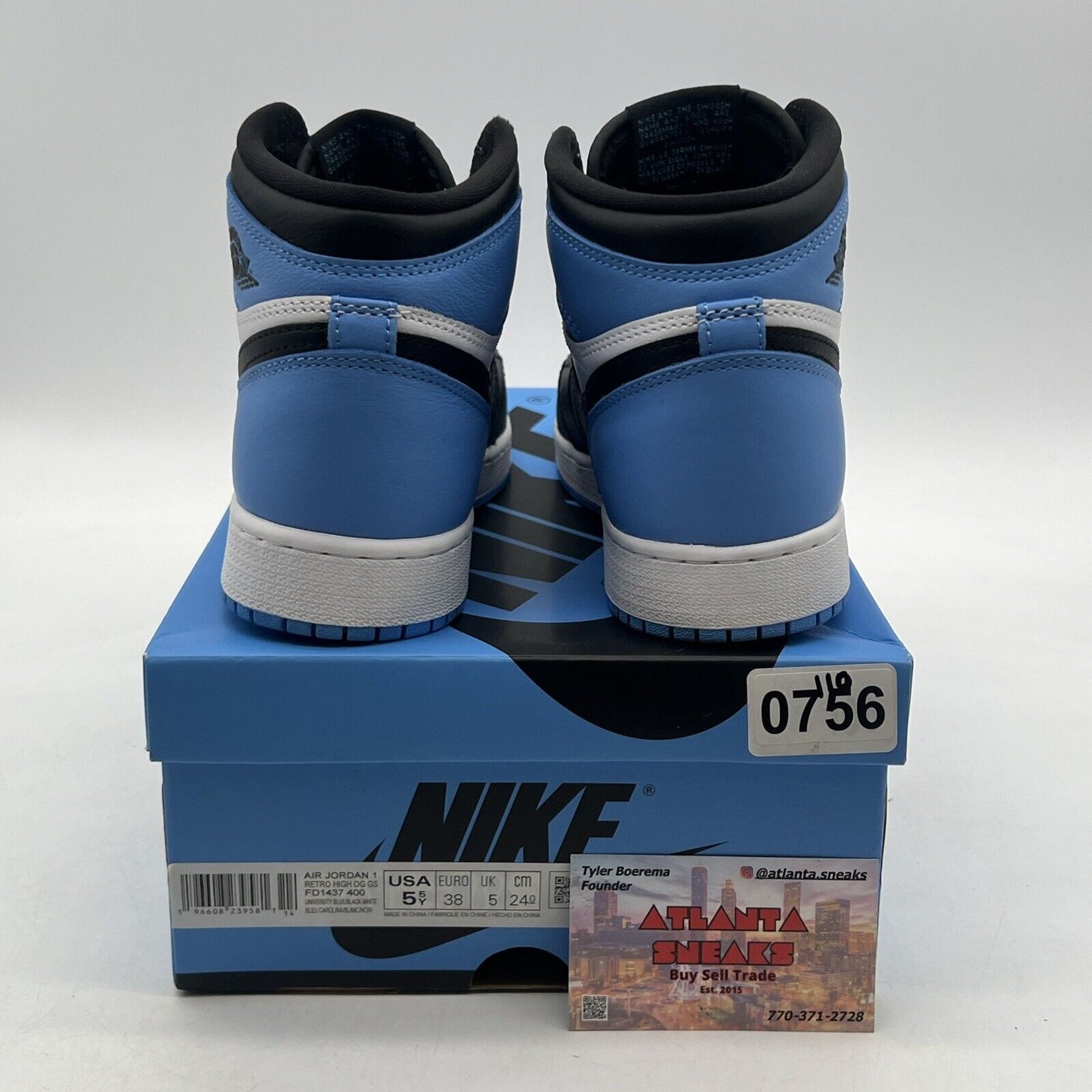 Size 5.5Y - Jordan 1 High Retro OG  University Blue /Black-White