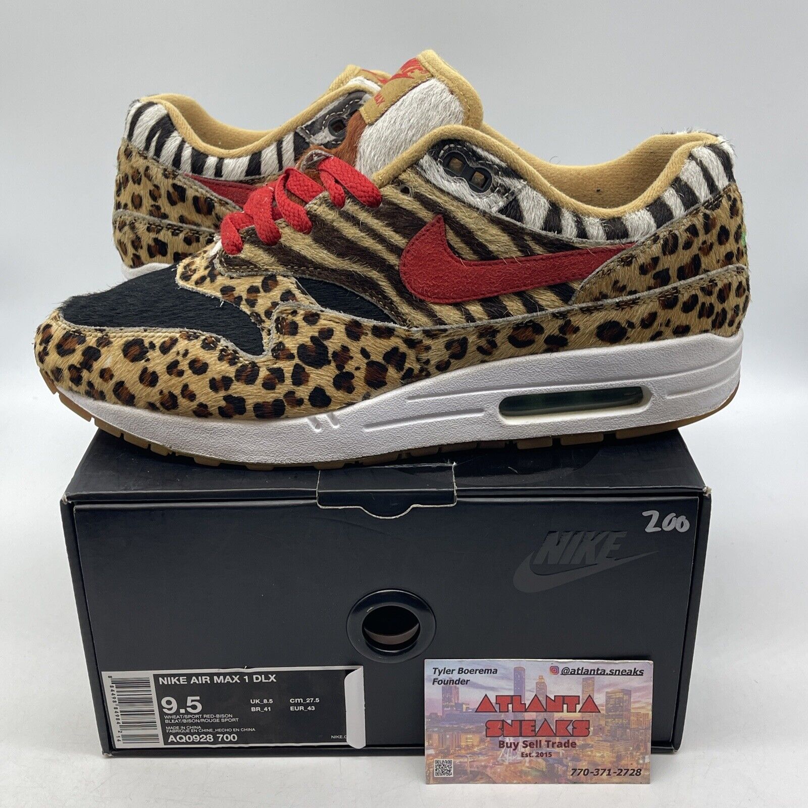 Size 9.5 - Nike Atmos x Air Max 1 DLX 2018 Animal Pack Black White (AQ0928-700)