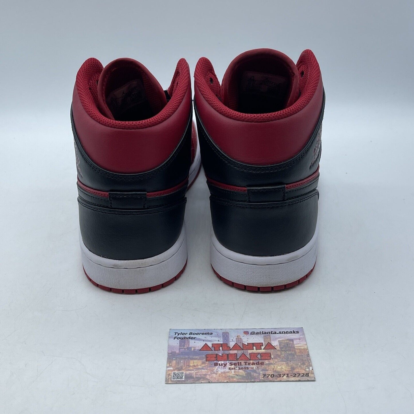 Size 9.5 - Jordan 1 Mid Reverse Bred Red White Black Leather (554724-660)