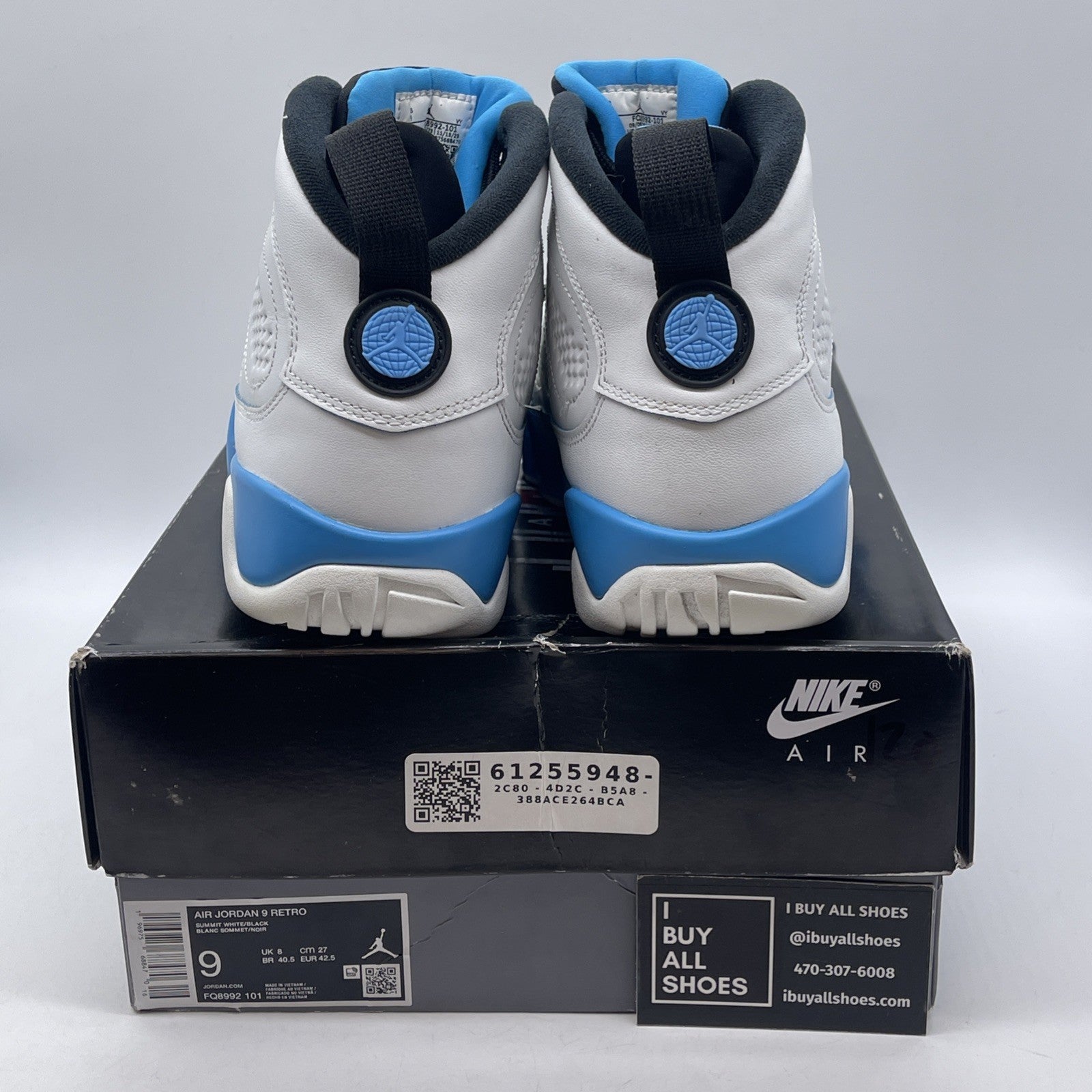Size 9 - Air Jordan 9 Retro 2024 Powder Blue White Leather (FQ8992-101)