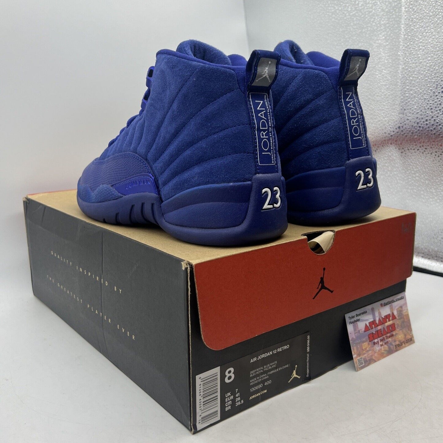 Size 8 - Air Jordan 12 Retro Deep Royal White Suede (130690-400)