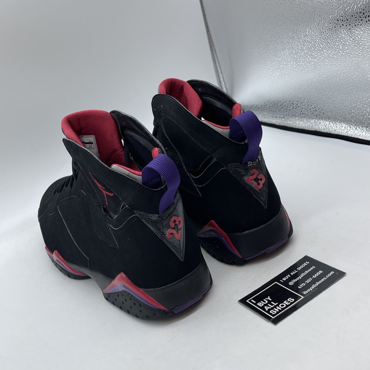 Size 13 - Air Jordan 7 Retro 2012 Raptor Black Purple Red Suede (304775-018)