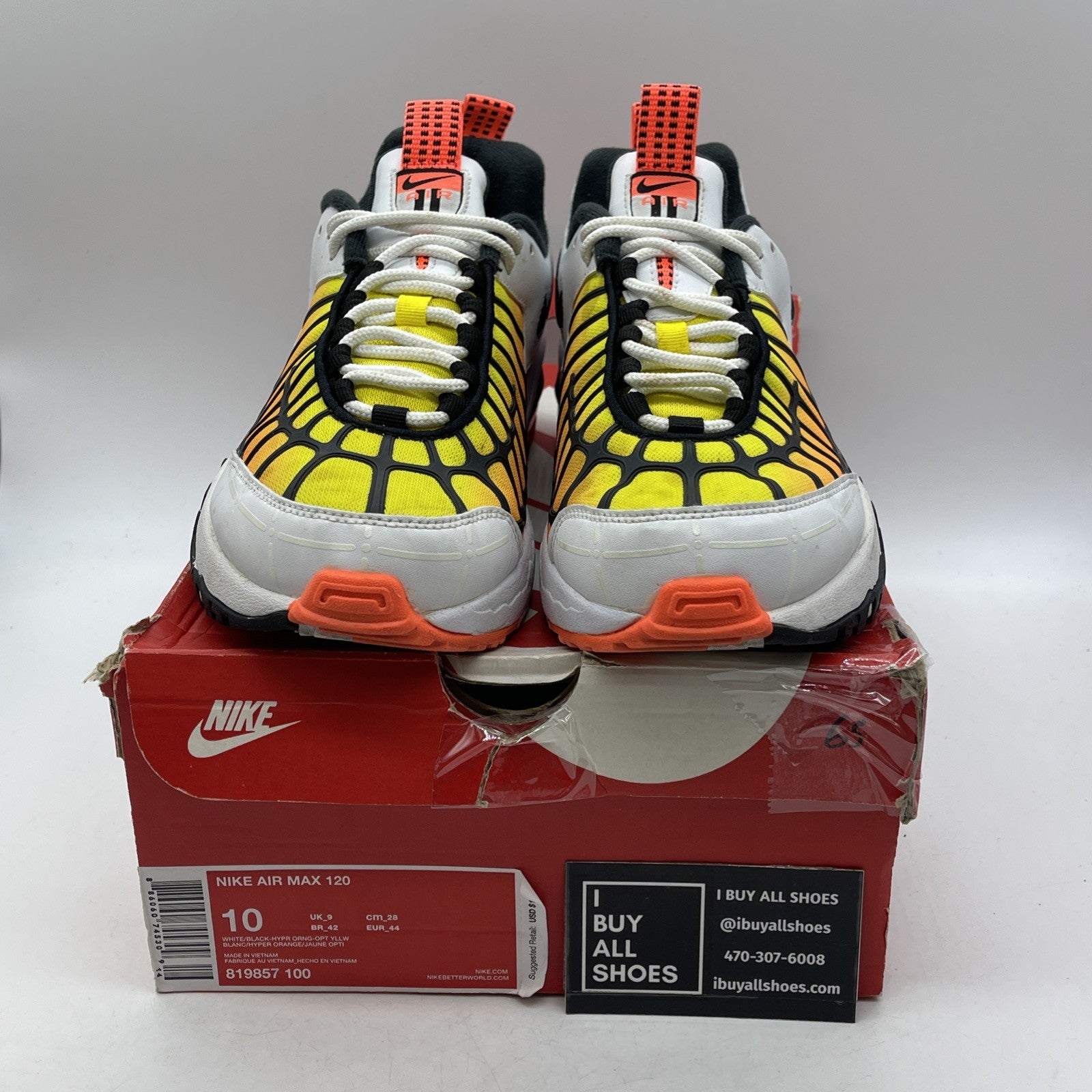 Size 10 - Nike Air Max 120 Hyper Orange White (819857-100)