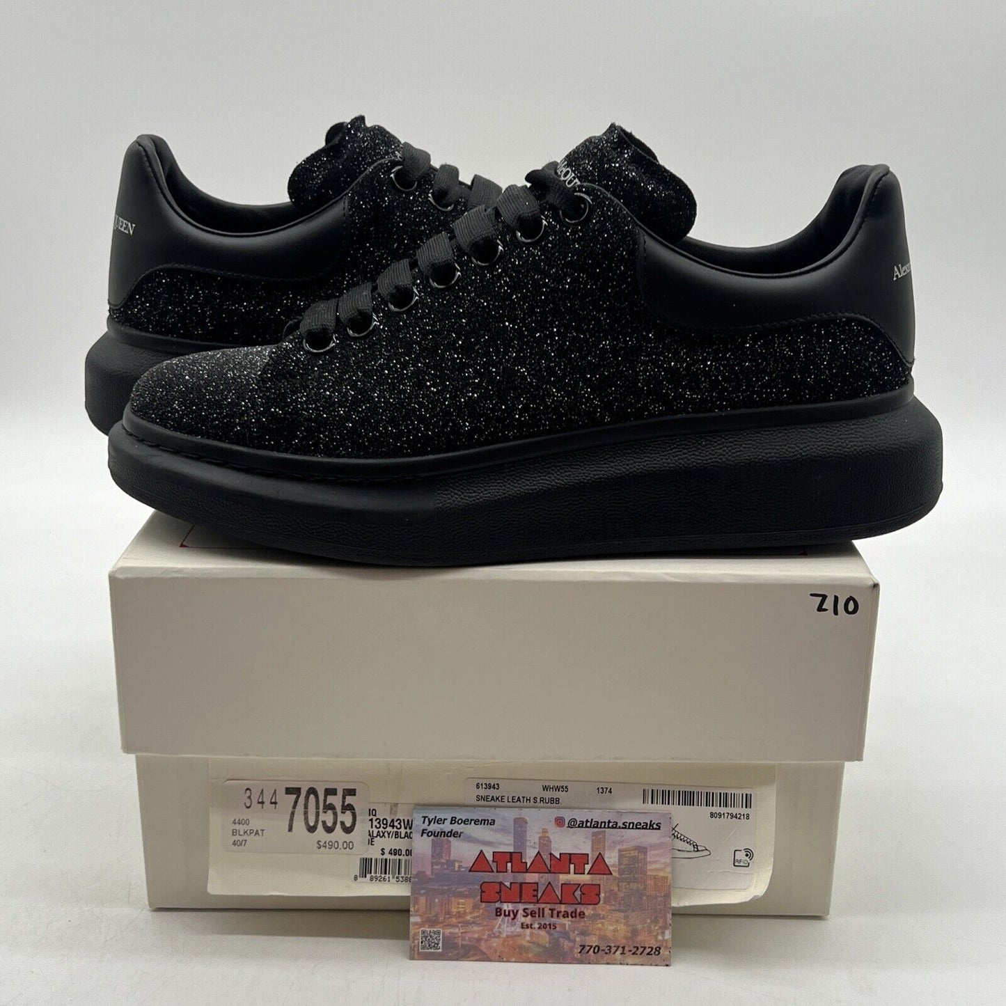 Size 7 - Alexander McQueen Black Galaxy Glitter Oversized Sneakers