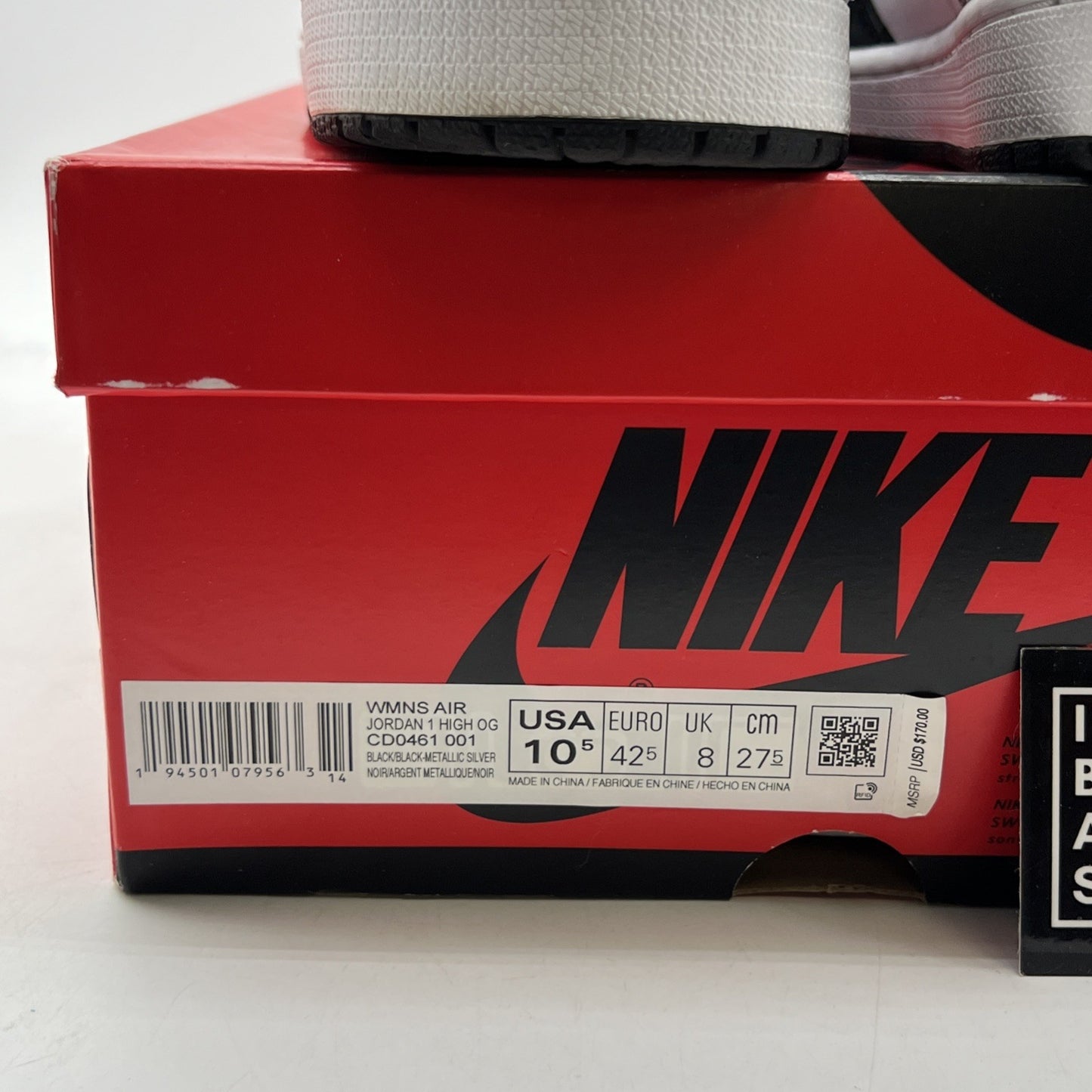Size 10.5W - Air Jordan 1 High OG Metallic Silver (CD0461-001)