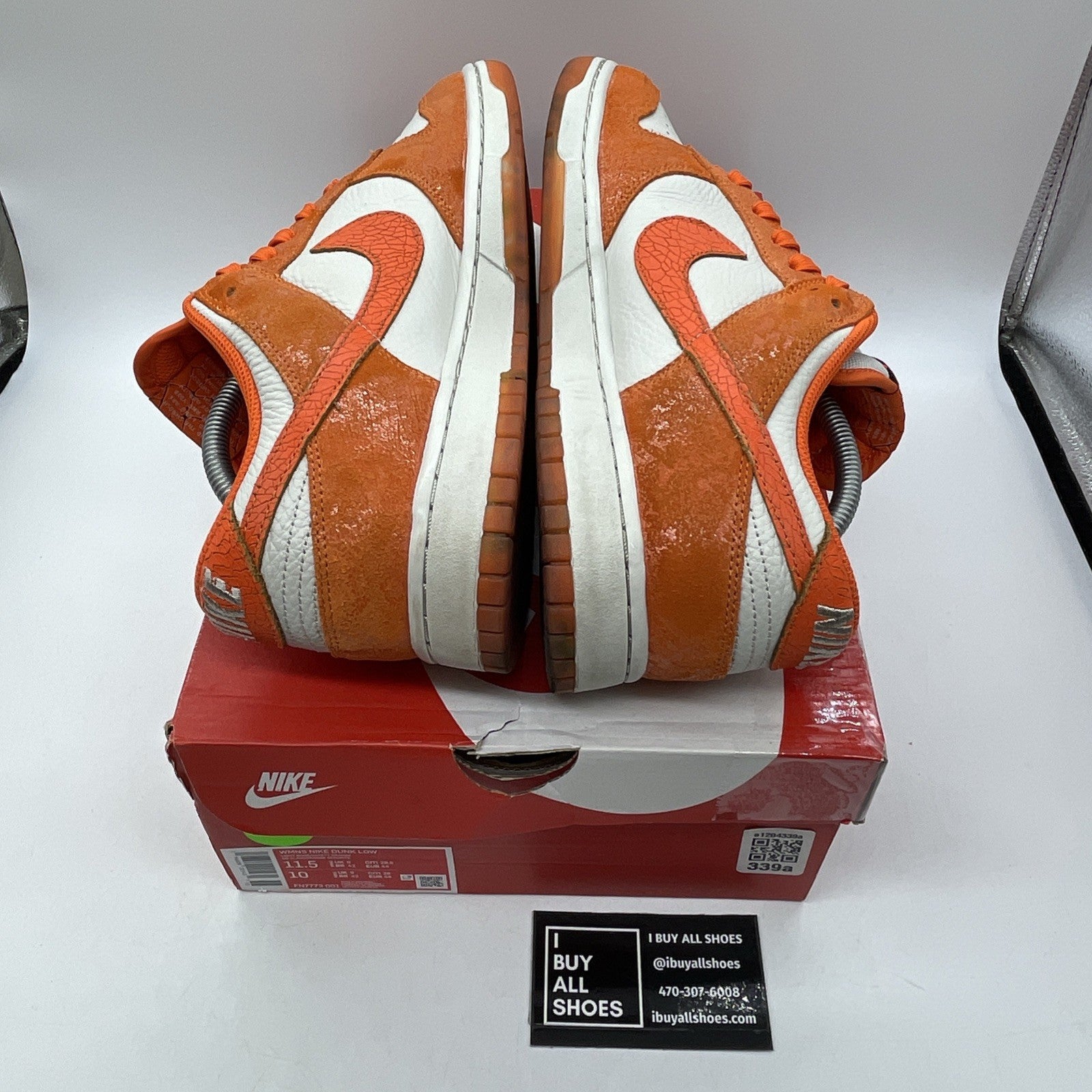 Size 11.5W - Nike Dunk Low Cracked Orange White Suede Leather (FN7773-001)