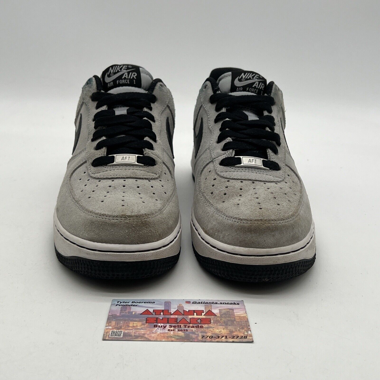 Size 8 - Nike Air Force 1 Low Grey Suede Black Leather White (488298-052)