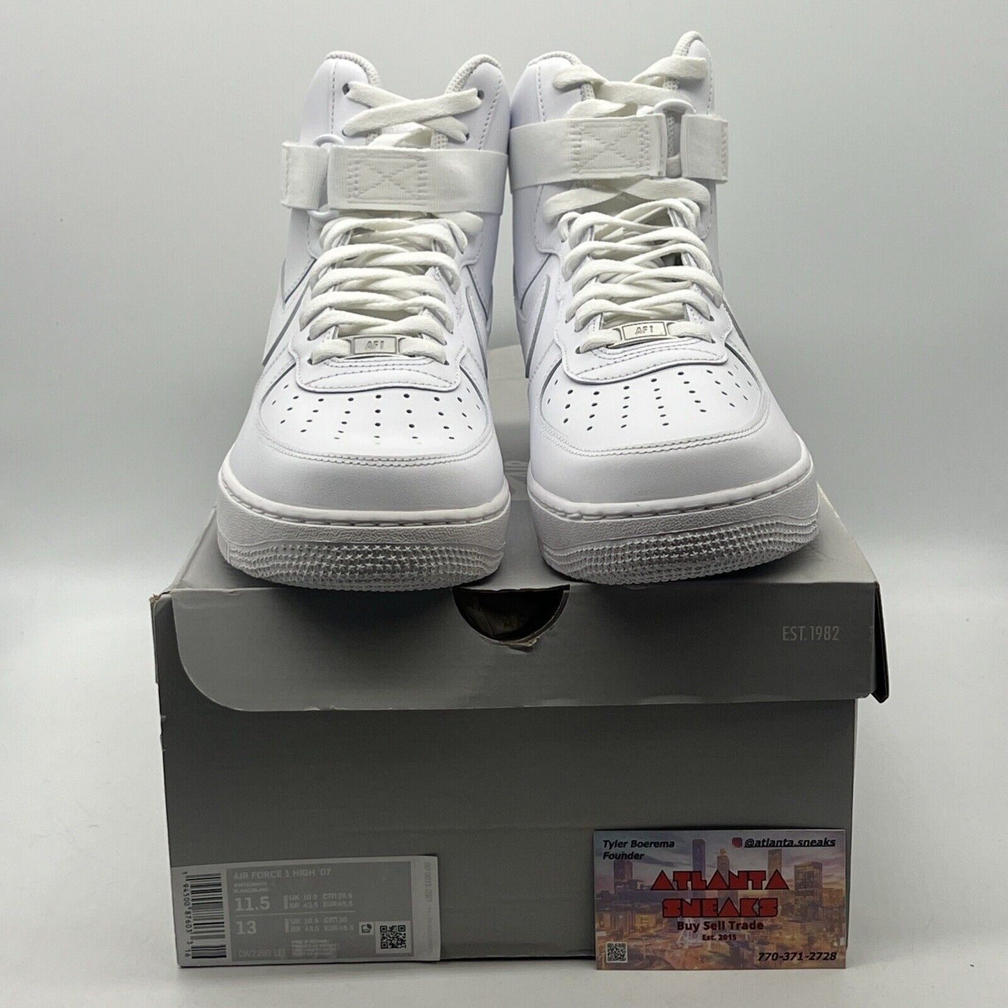 Size 11.5 - Nike Air Force 1 '07 High Triple White Leather (CW2290-111)