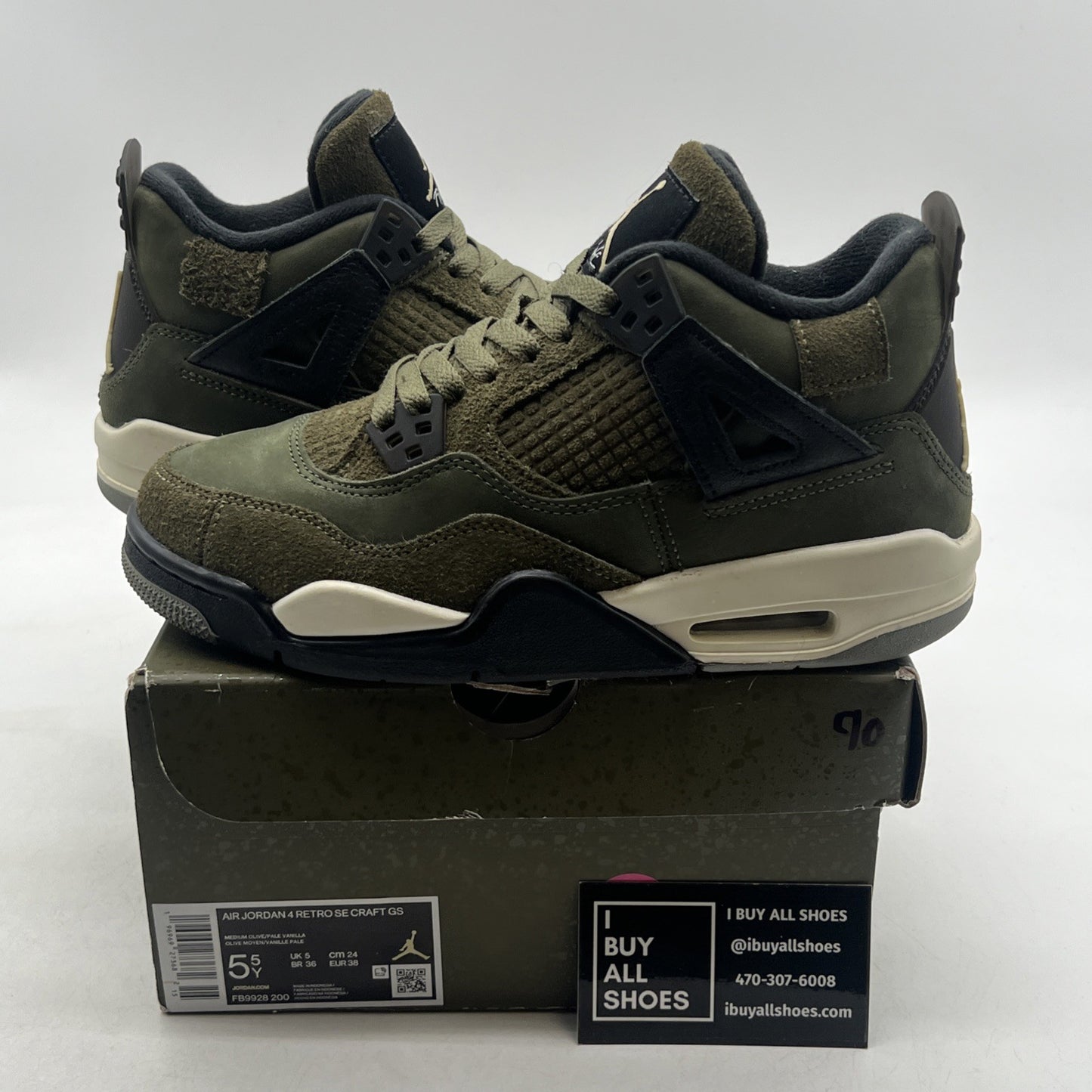 Size 5.5 (GS) - Air Jordan 4 SE Retro Low Craft - Olive (FB9928-200)